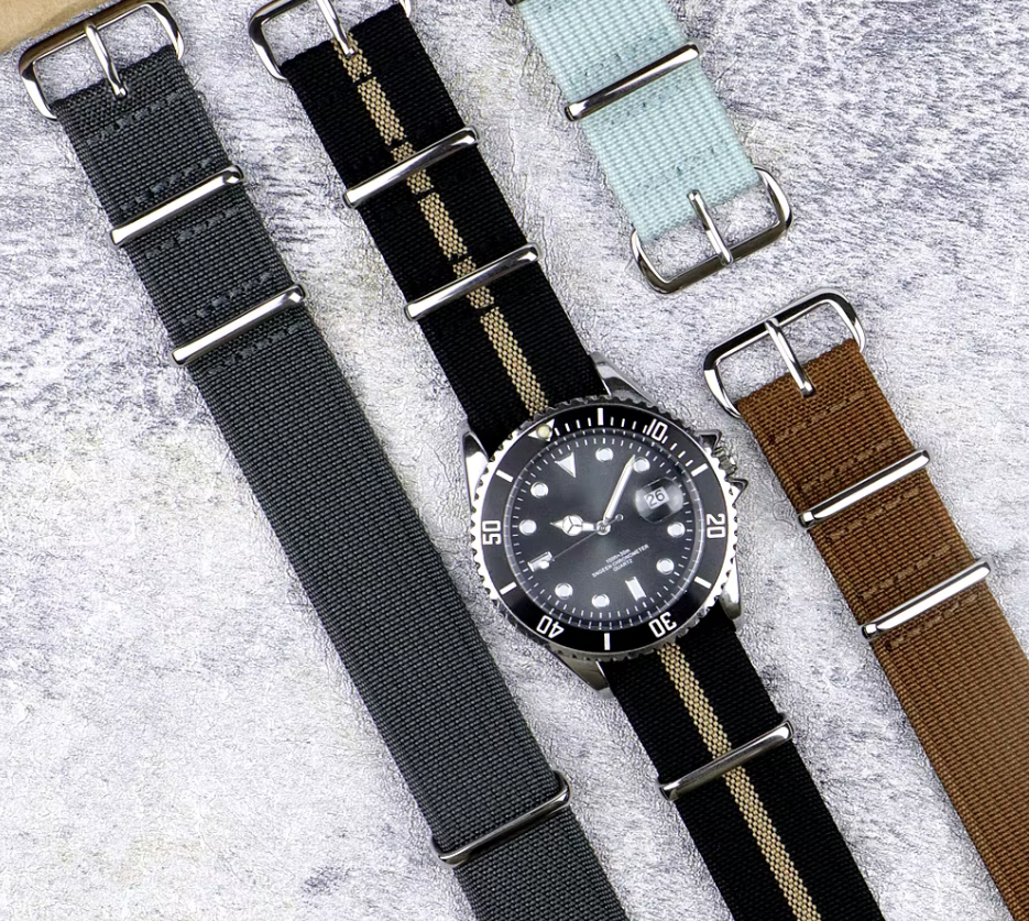 Citizen NATO-kompatibles Uhrenarmband Schwarz / Khaki – Hybrid-Nylon & Silikon