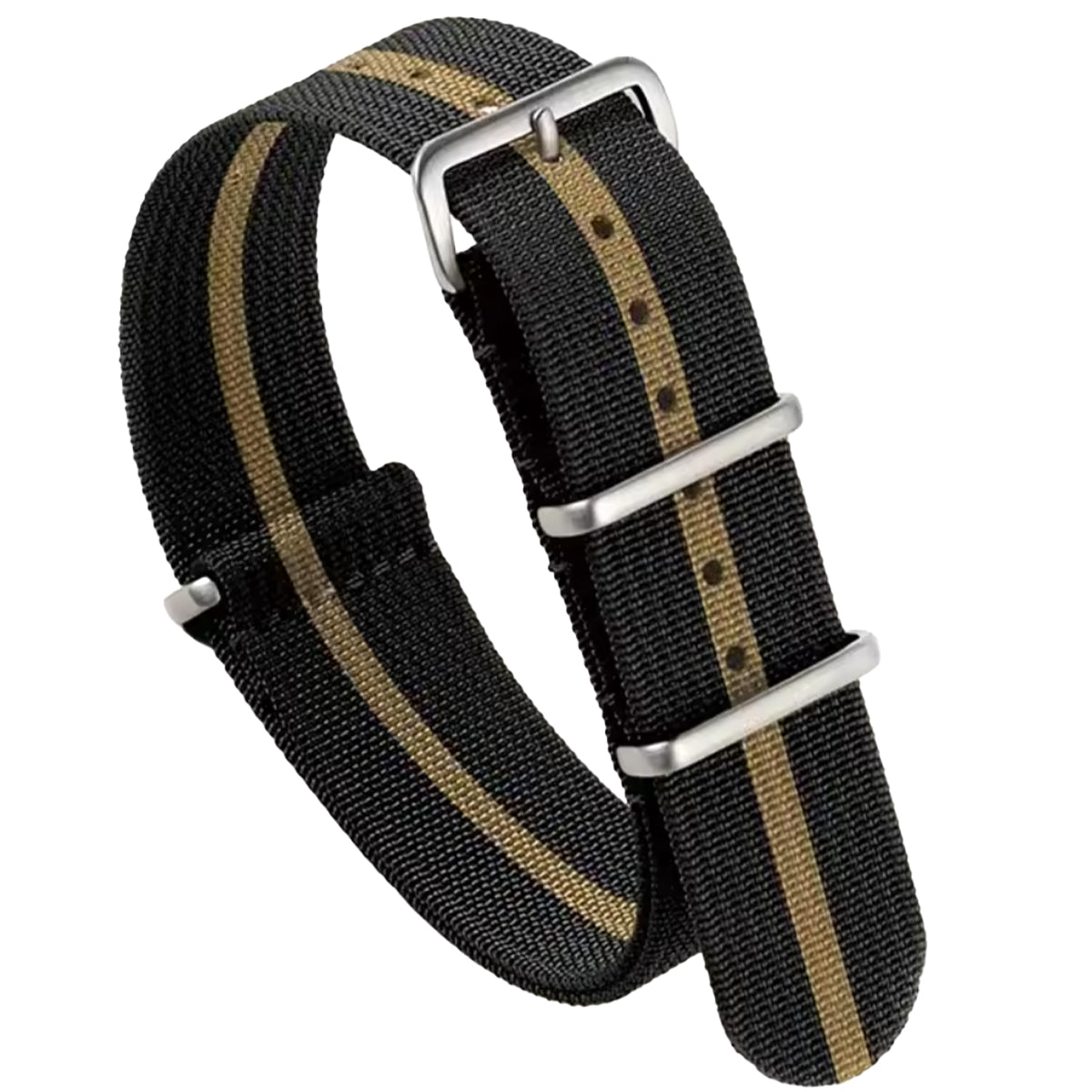 Black Khaki G10 Hybrid Nylon & Silicone Fabric Nato Strap - 18mm 19mm 20mm 22mm 24mm
