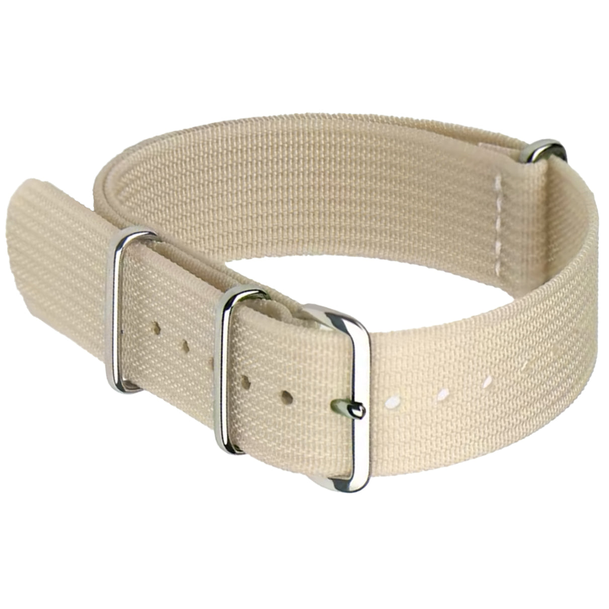 Cremeweißes Nato-Armband G10 Hybrid Nylongewebe & Silikon – 18 mm, 20 mm, 22 mm