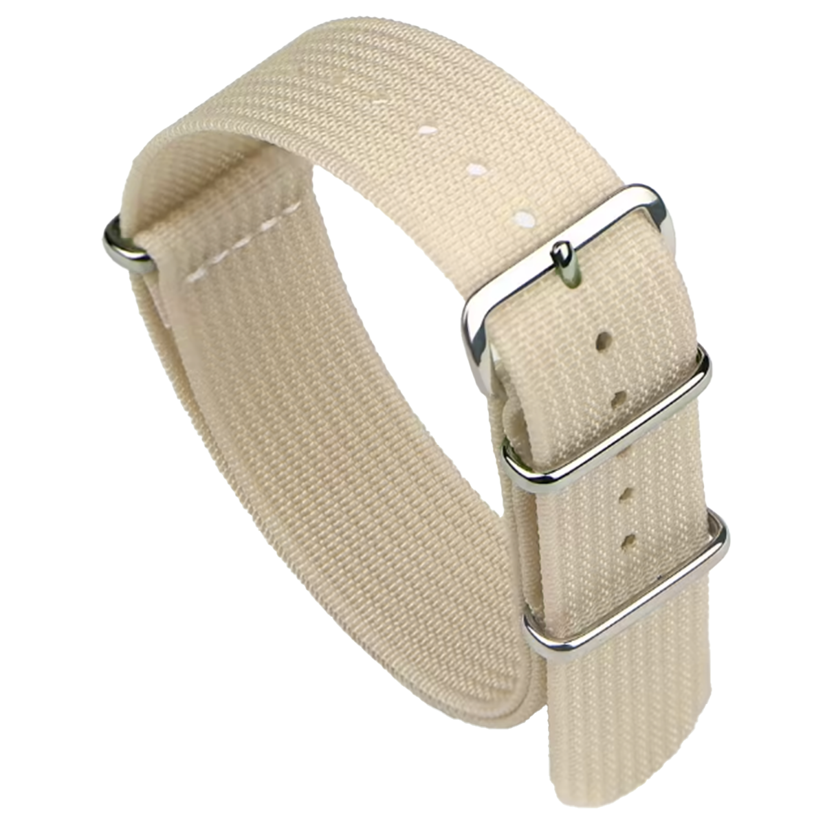 Cremeweißes Nato-Armband G10 Hybrid Nylongewebe & Silikon – 18 mm, 20 mm, 22 mm