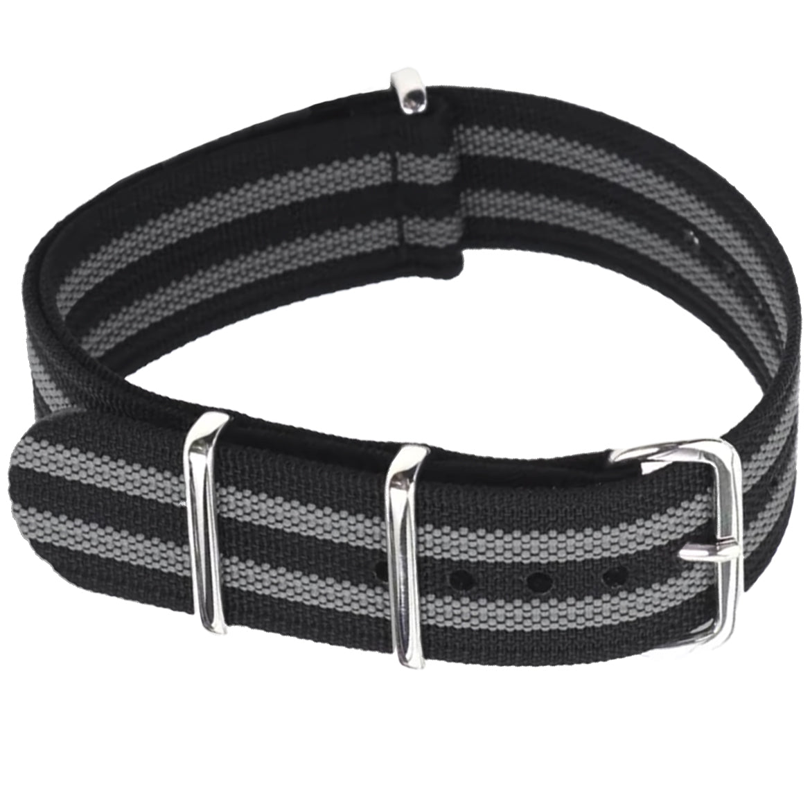 20 mm James Bond G10 Hybrid-Nylongewebe und Silikon, grau-schwarzes Nato-Armband