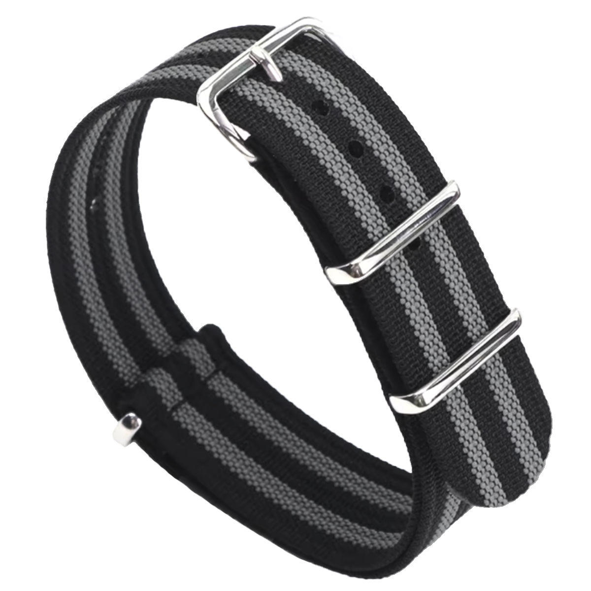 20 mm James Bond G10 Hybrid-Nylongewebe und Silikon, grau-schwarzes Nato-Armband