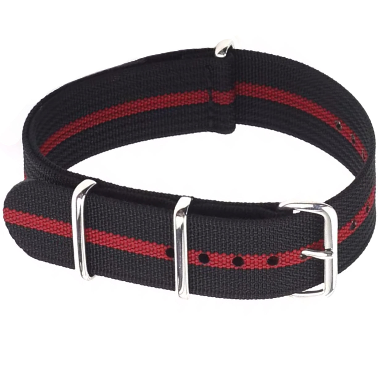 Black Red G10 Hybrid Nylon Fabric & Silicone Nato Strap - 18mm 19mm 20mm 22mm