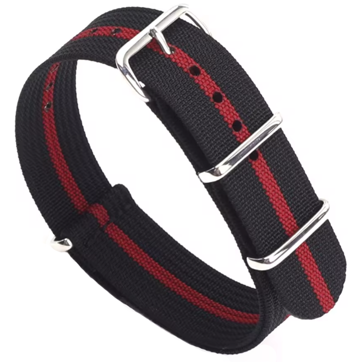 Black Red G10 Hybrid Nylon Fabric & Silicone Nato Strap - 18mm 19mm 20mm 22mm