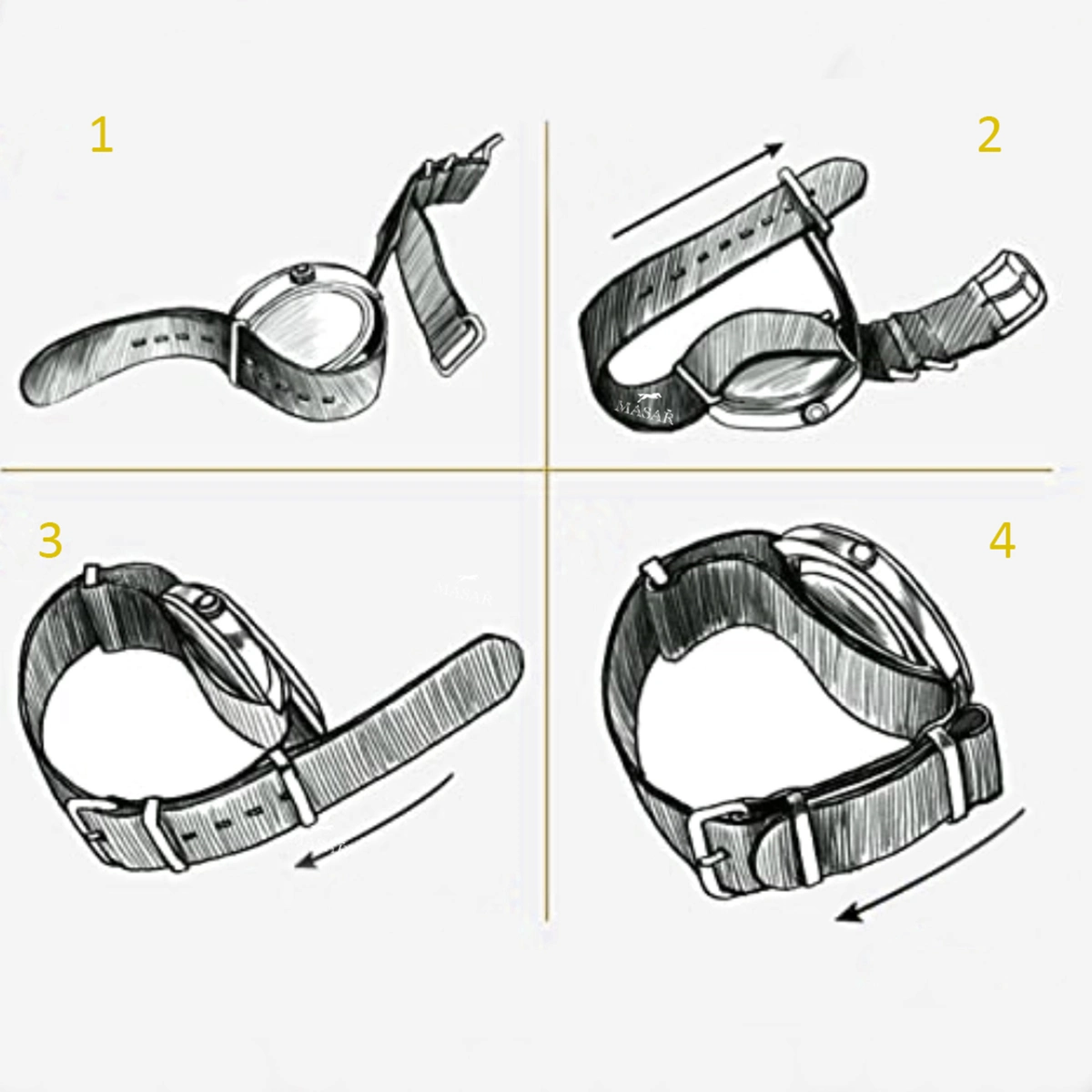 kompatibles Briston Nato Senfgelbes Uhrenarmband