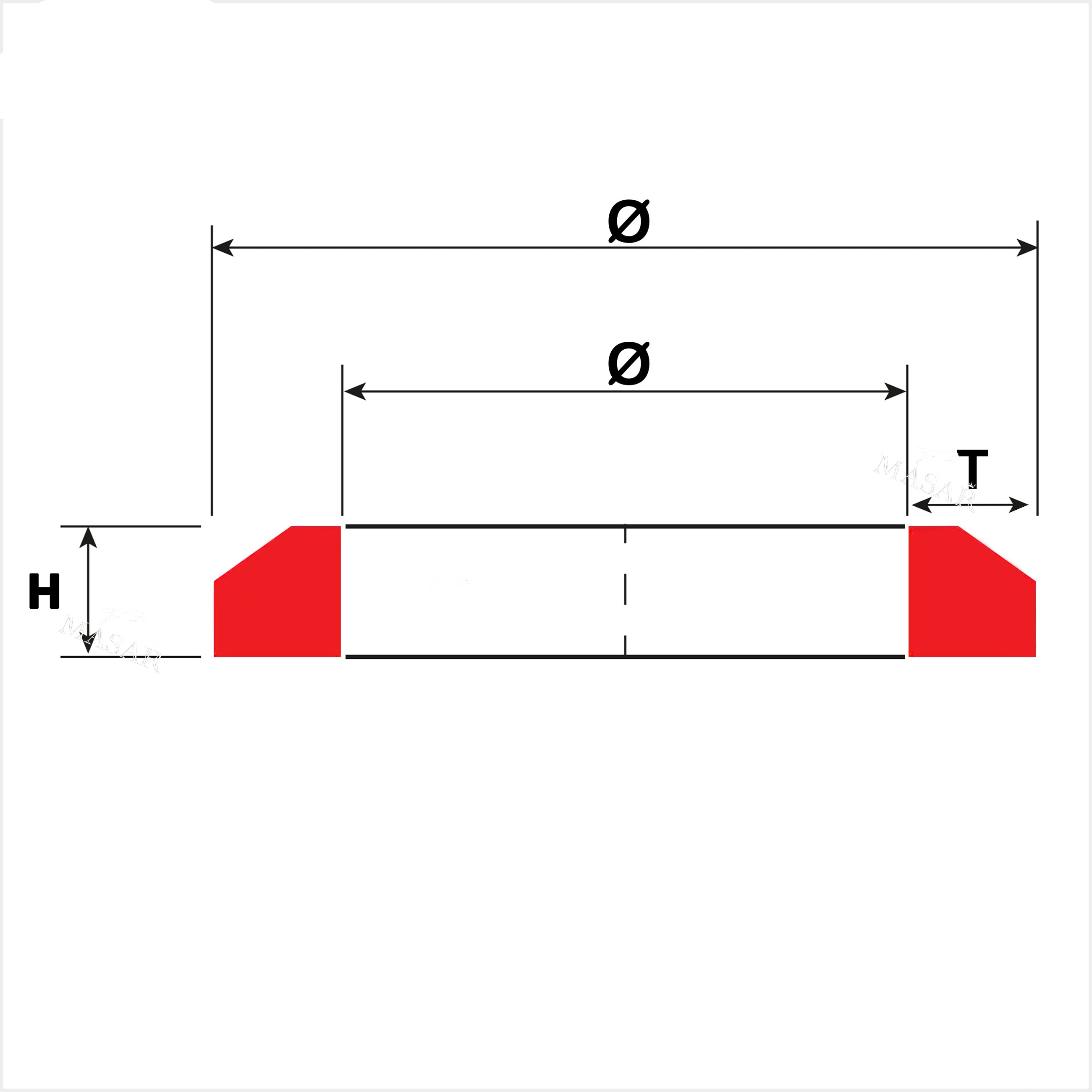 Uhrendichtungen - Hartplastik, rot - T 0,58mm / H 0,90mm