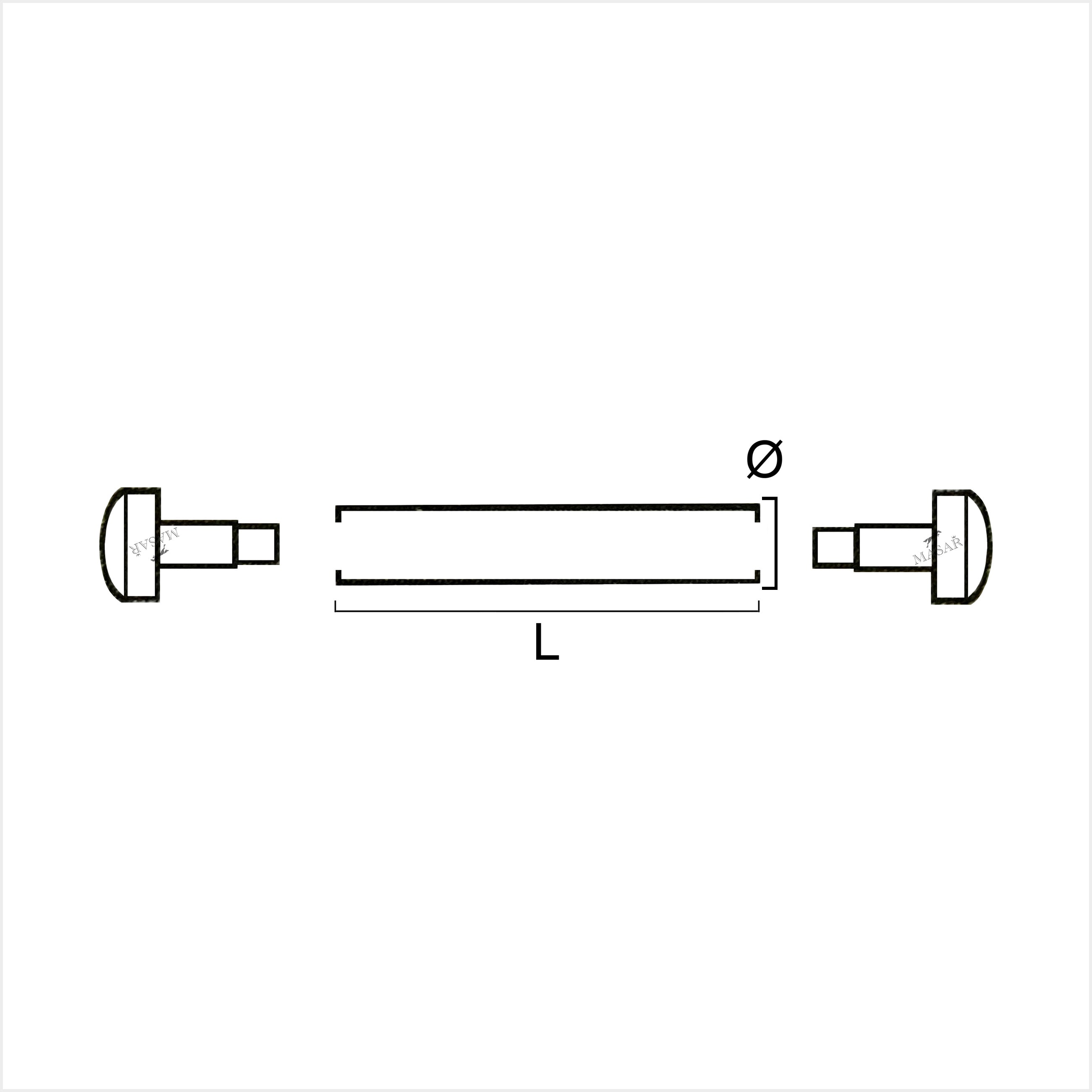 Rivet Bars - 20mm to 28mm Ø 1.5mm - Head H Ø 3.5mm or 4.0mm - Watch Strap Fastener - Black - 2 Pcs