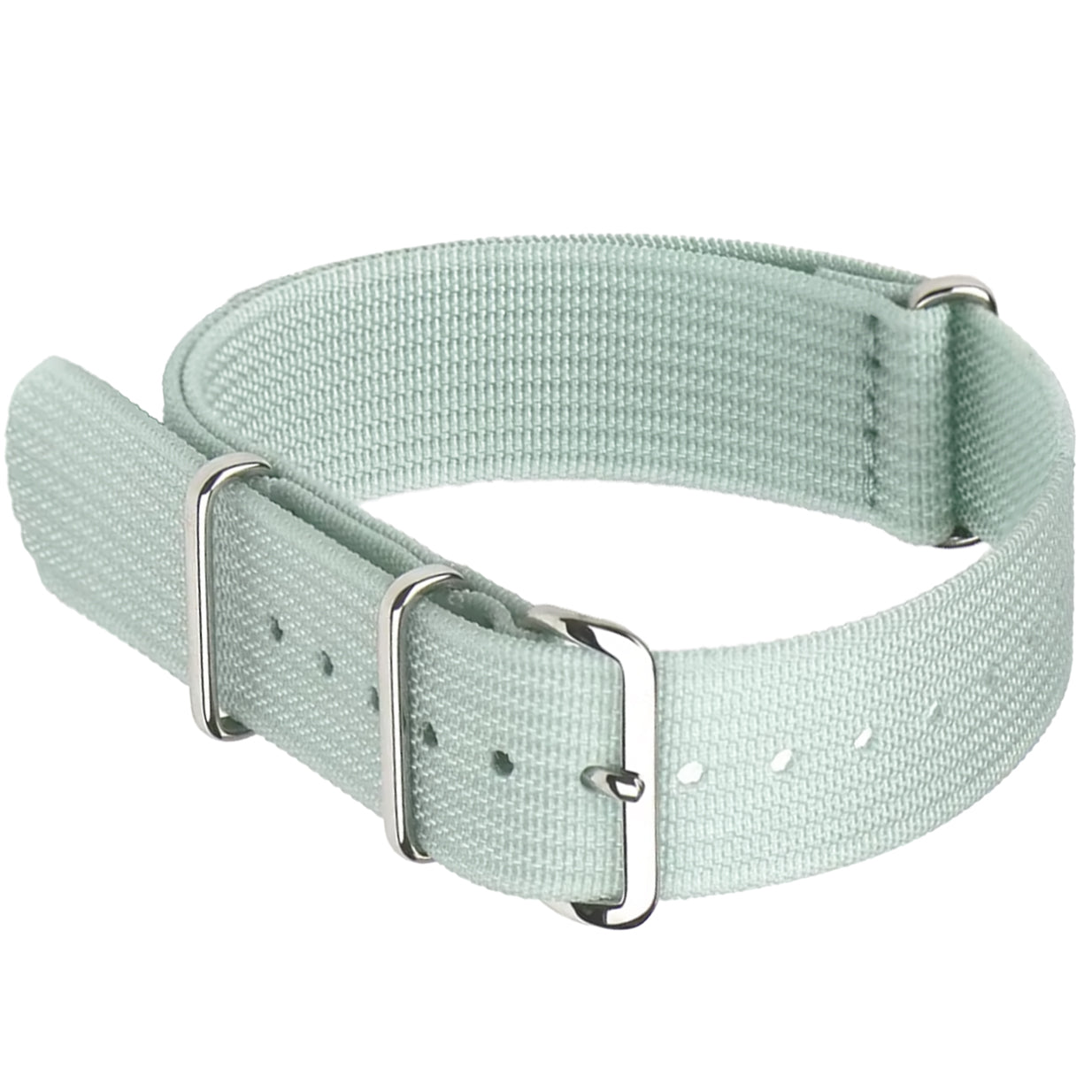 Nato Strap Blue and Light Water Green - G10 Hybrid Nylon Fabric & Silicone - 18mm 20mm 22mm