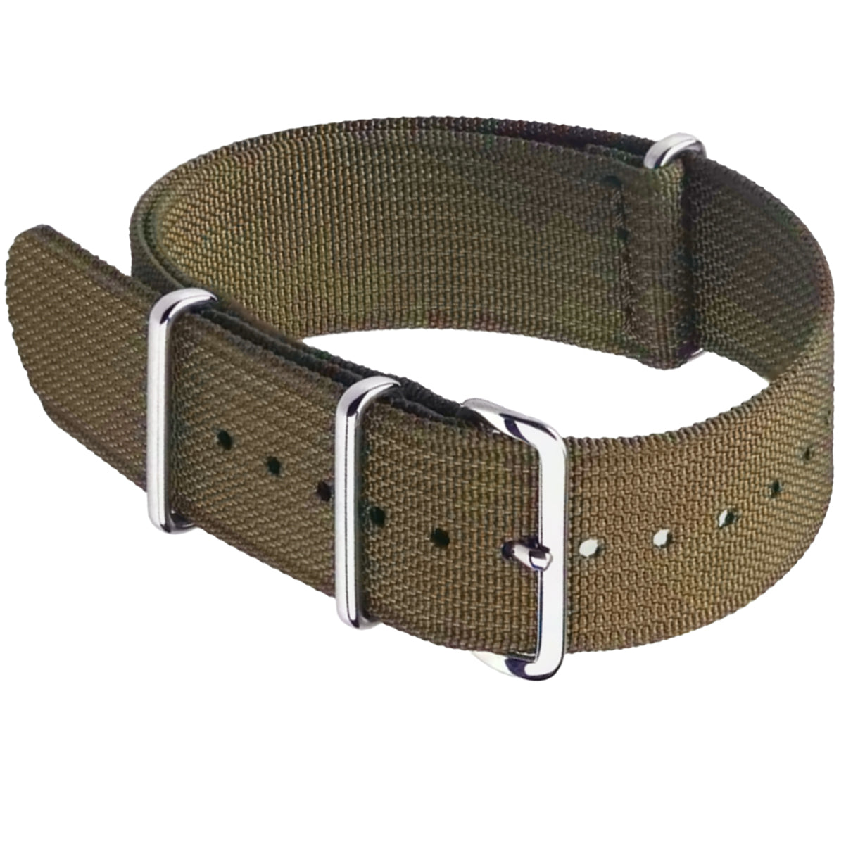 Seiko Compatible Nato Watch Strap - Khaki - Nylon & Silicone