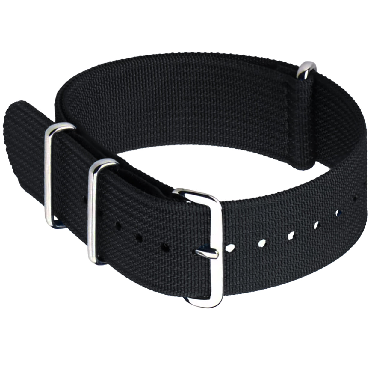 Schwarzes G10-Hybrid-Nylon- und Silikon-Nato-Armband – 18 mm, 19 mm, 20 mm, 22 mm, 24 mm