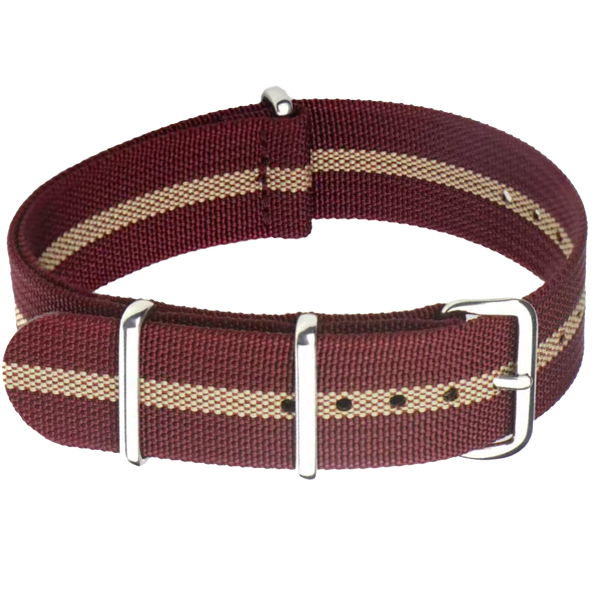 Nato Strap Khaki Bordeaux G10 Hybrid Fabric Nylon & Silicone - 18mm 20mm 22mm