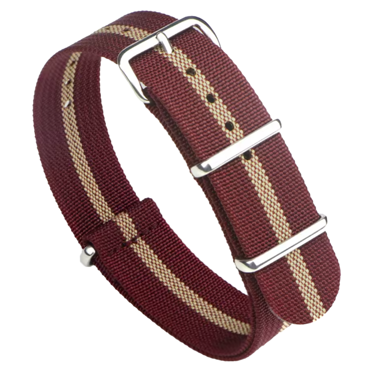 Nato Strap Khaki Bordeaux G10 Hybrid Fabric Nylon & Silicone - 18mm 20mm 22mm