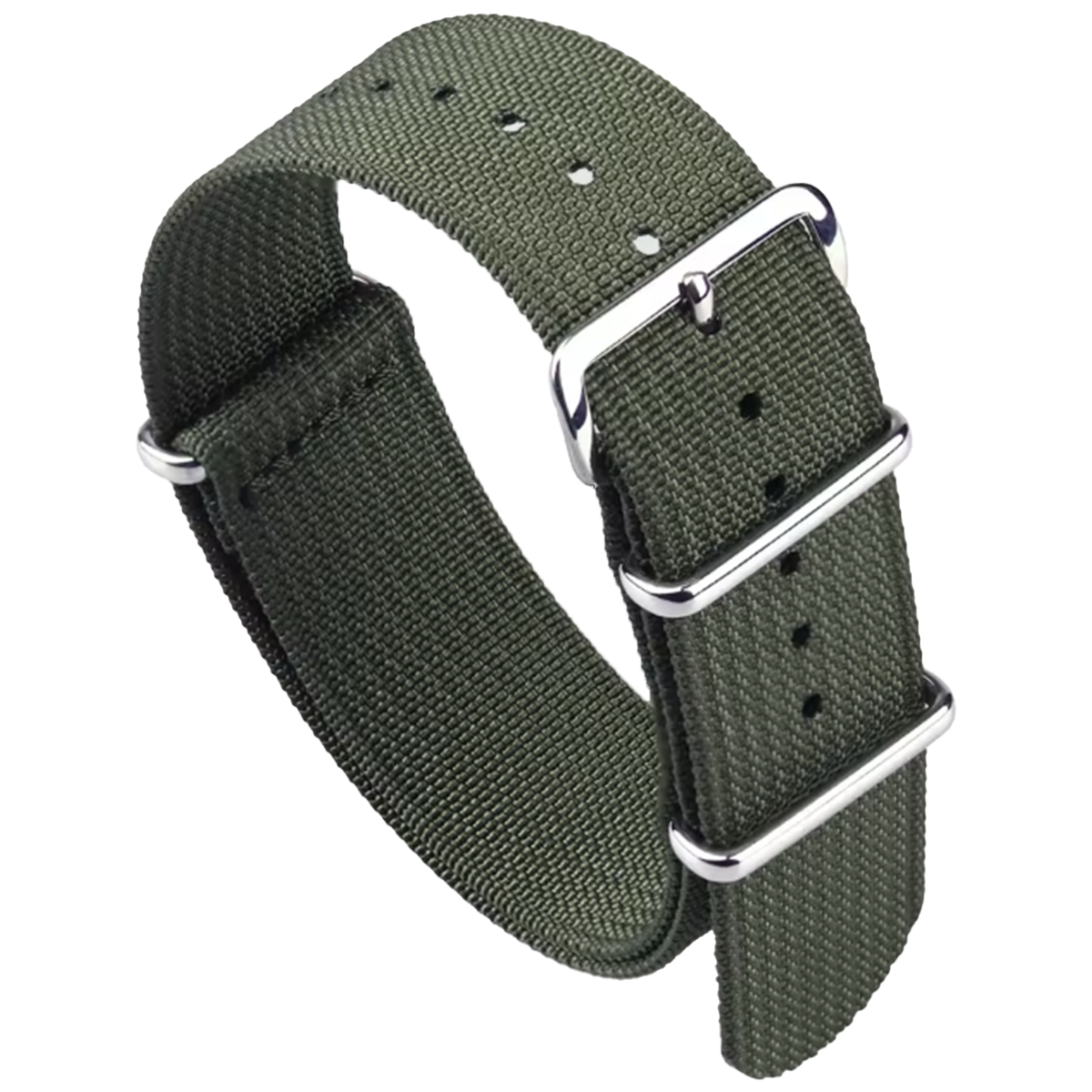 Army Green G10 Hybrid Nylon & Silicone Fabric Nato Strap - 18mm 19mm 20mm 22mm 24mm