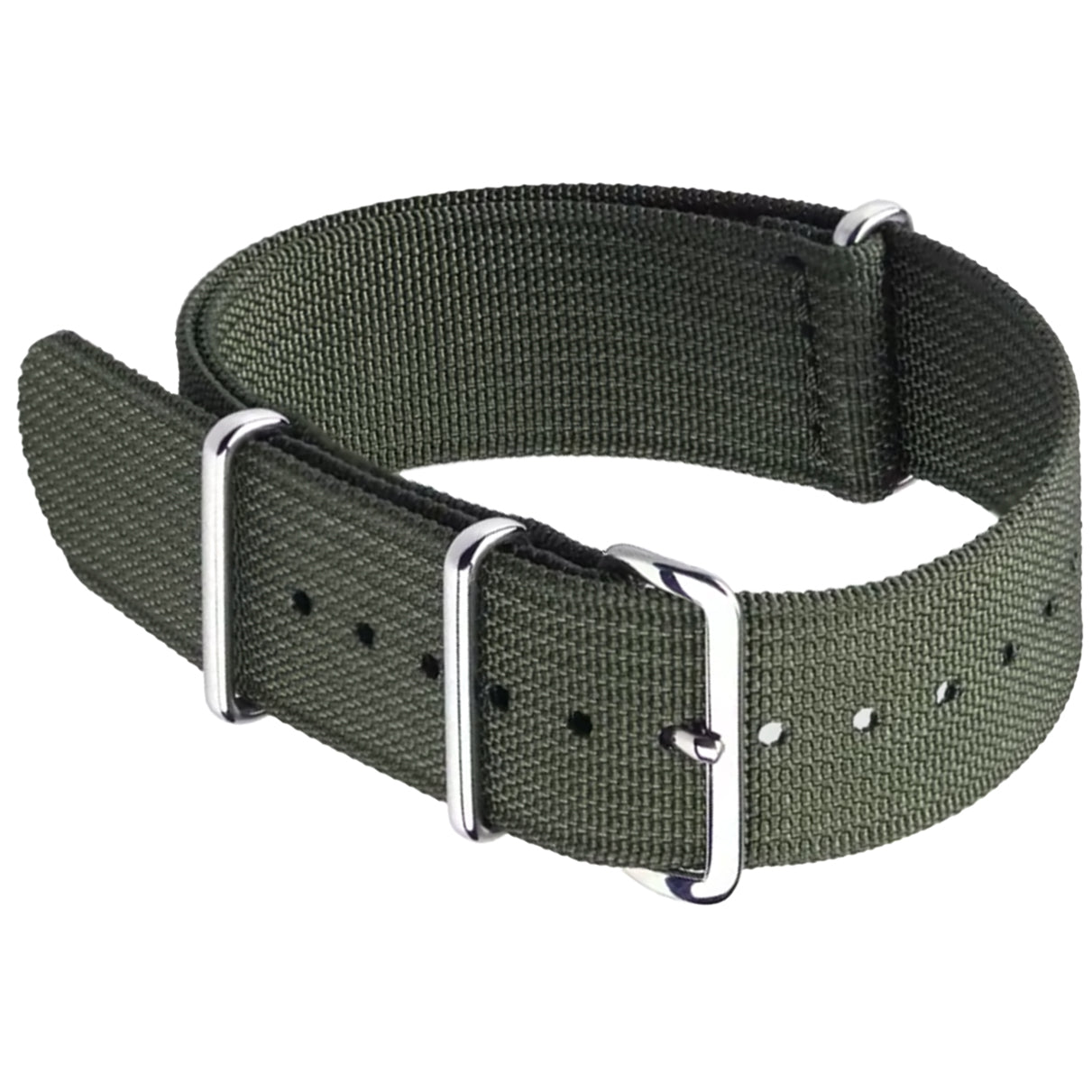 Army Green G10 Hybrid Nylon & Silicone Fabric Nato Strap - 18mm 19mm 20mm 22mm 24mm
