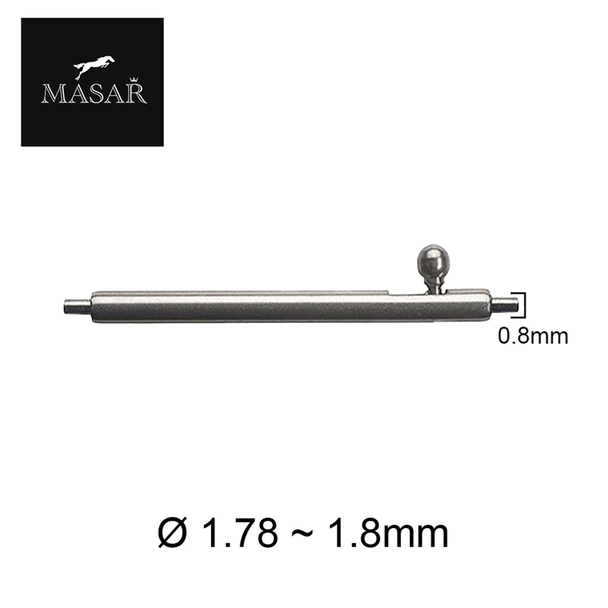Xsa Ø 1.8mm Spring Bar for Watch Strap - Quick Release - Stainless Steel - 0.8mm 4 Pcs