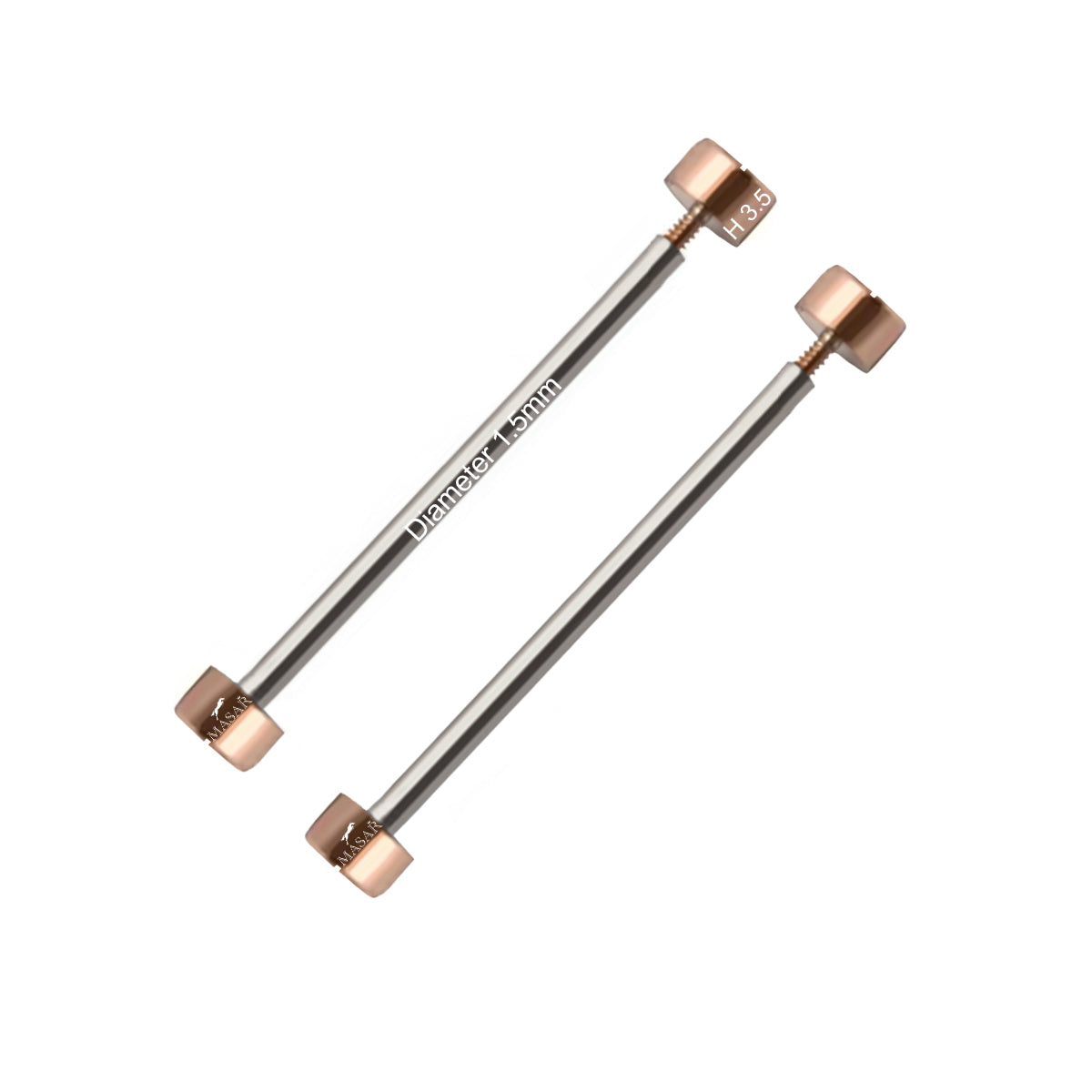 Screw Bars - Diameter 1.5mm, Flat Head H Ø 3.5mm - Watch Strap Fastener - Rose Gold - 2 Pcs