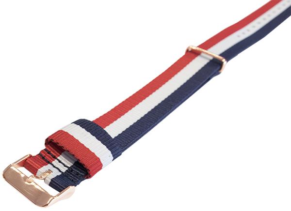NATO Nylon Blue / White / Red / Cambridge / Rose Gold Buckle - Watch Strap