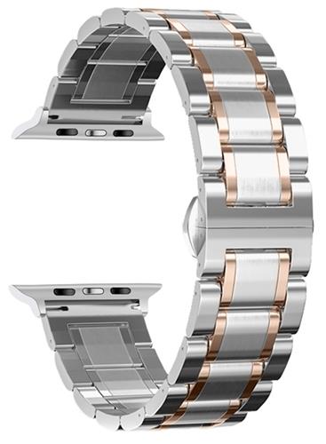 6 Color - Watch Strap - Compatible with Apple Watch - 3 Row Stainless Steel Links