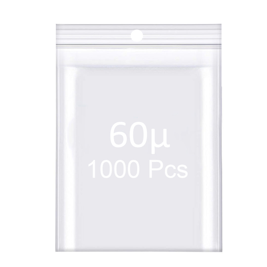 60µ Zip Bag – Transparent (Pack of 50, 100, or 1000 Pcs)