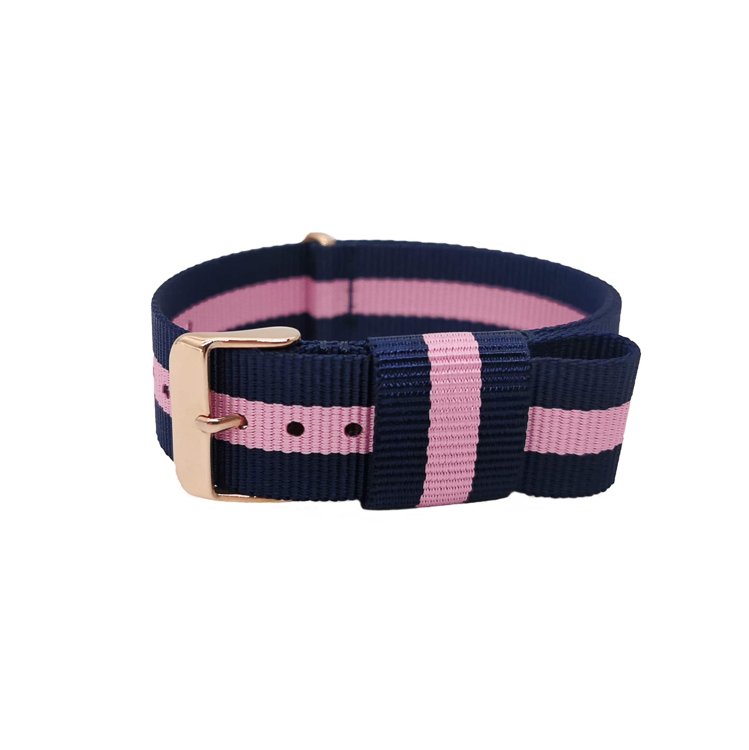 NATO-Nylon-Schnalle Blau/Rosa/Roségold – Winchester – Uhrenarmband für Damen