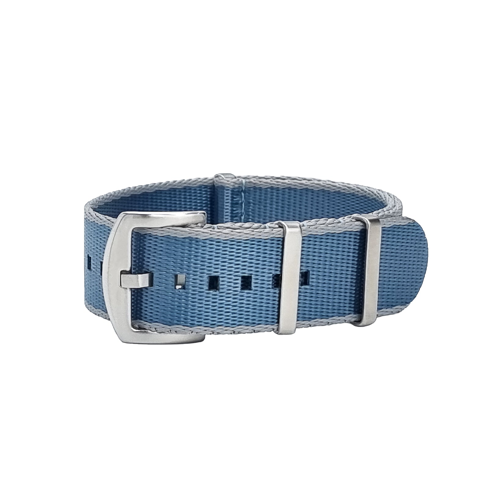 NATO Nylon Light Grey / Blue / Satin Buckle - Watch Strap - Men