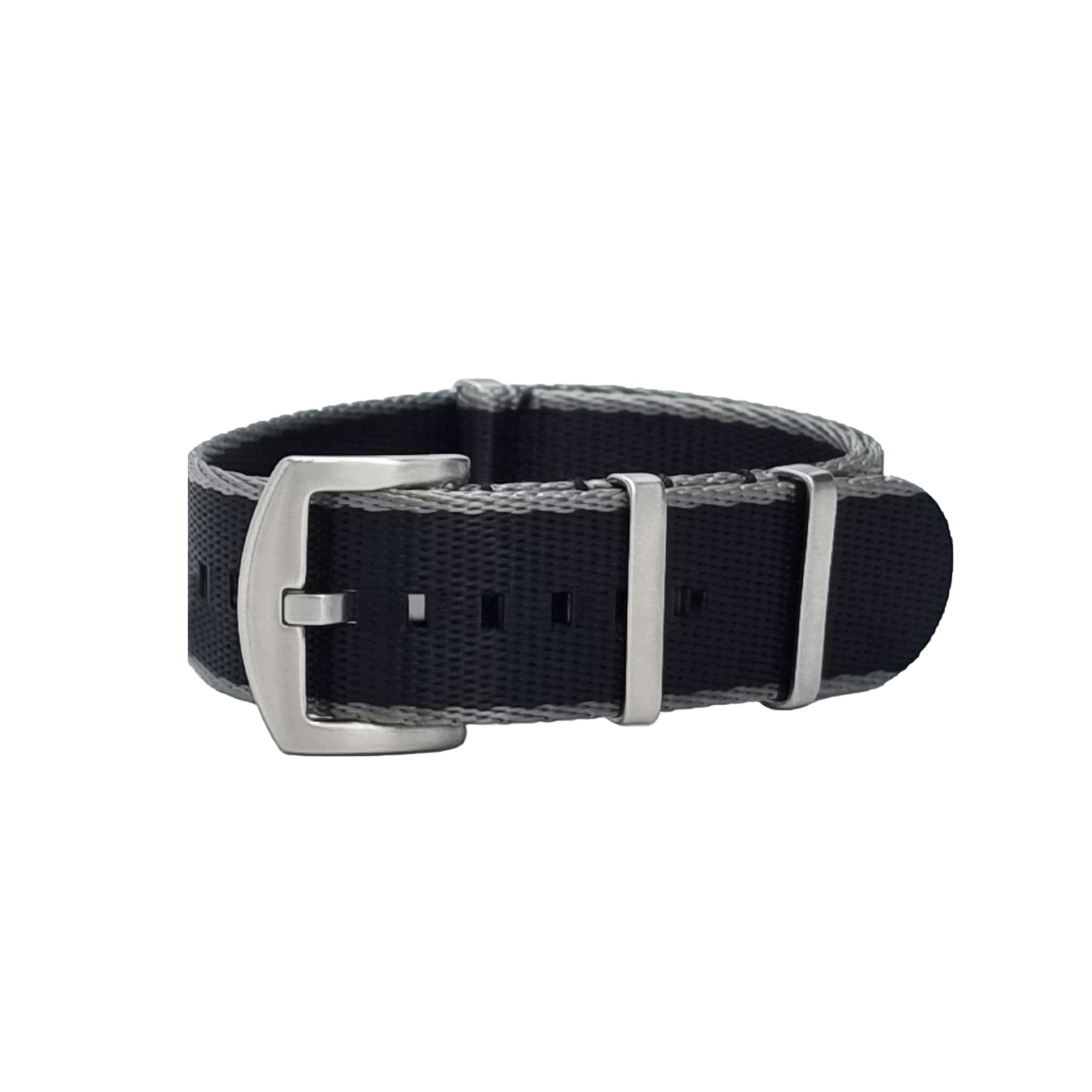 NATO Nylon Grey / Black / Satin Buckle - Watch Strap - Men