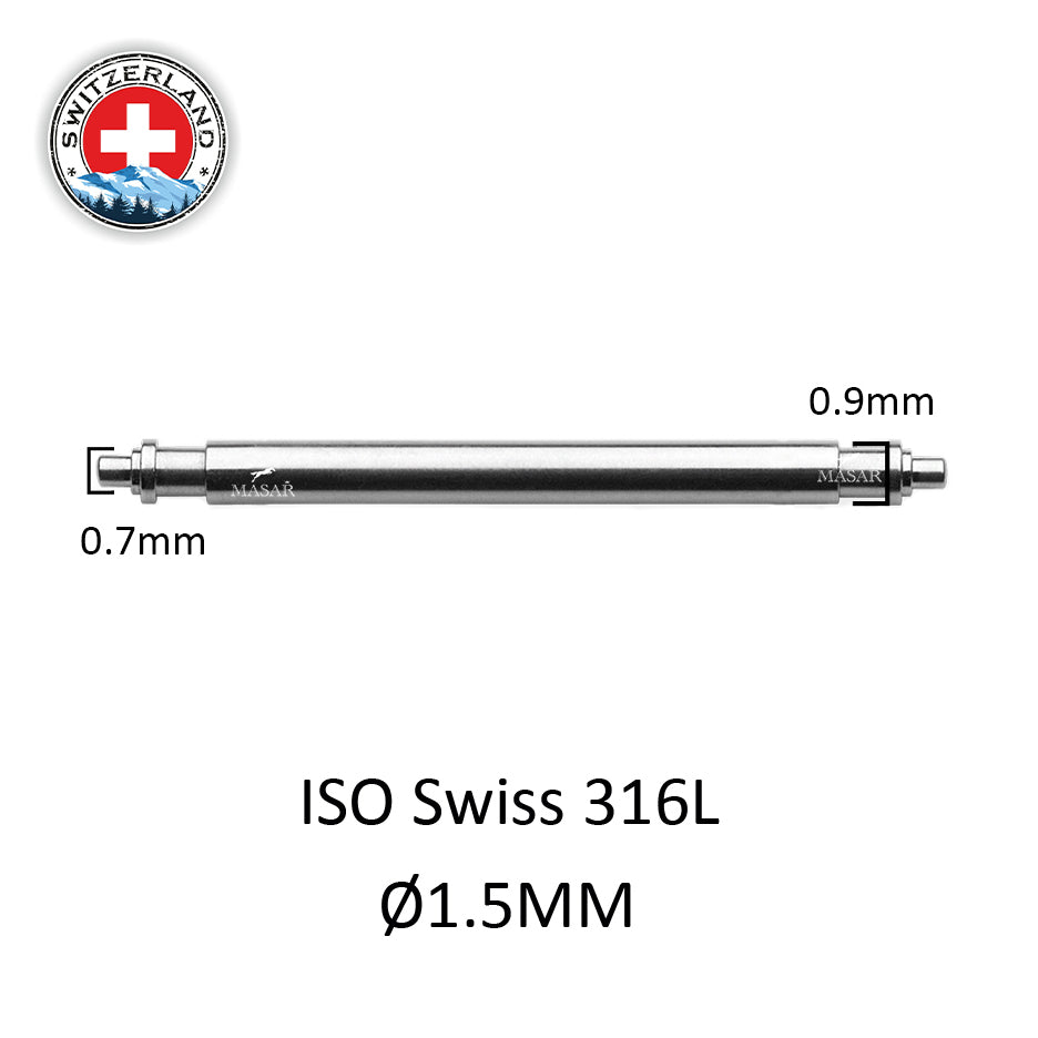 6mm to 28mm XTS Ø 1.5mm - Spring bars for watch strap - 316L stainless steel - 0.7mm - Swiss Made - 2 pcs