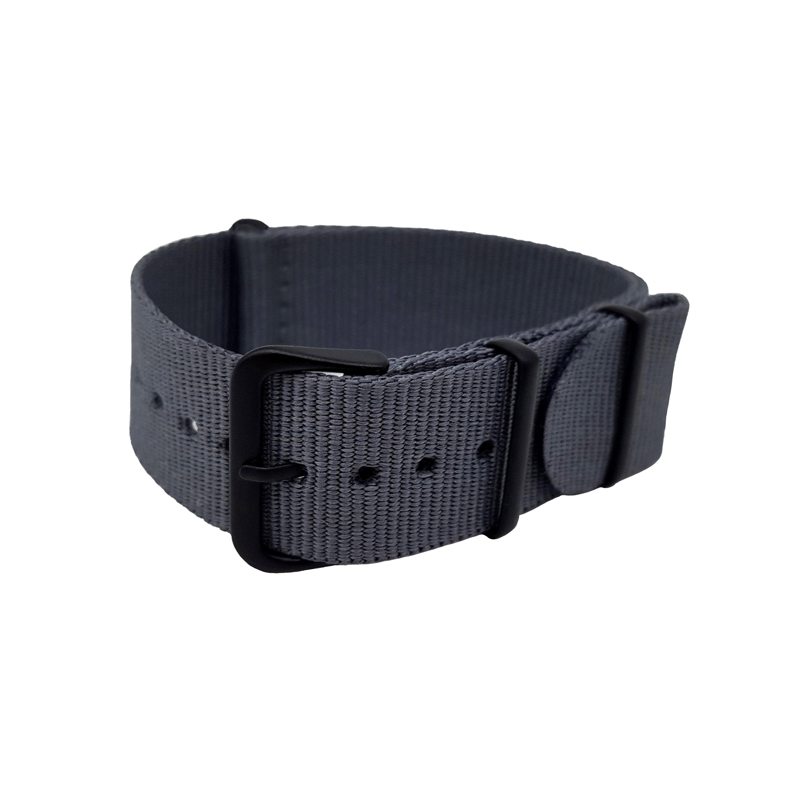 20mm NATO Strap Nylon Dark Grey / Black Buckle - Soft - Lightweight Watches for Men and Women - Thickness 1mm