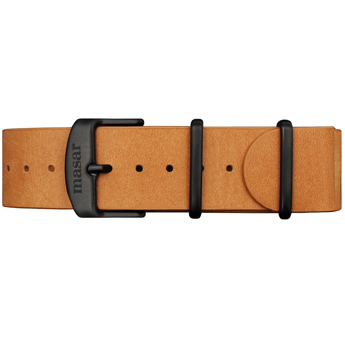 22mm Brown Leather Nato Watch Strap & Black Buckle