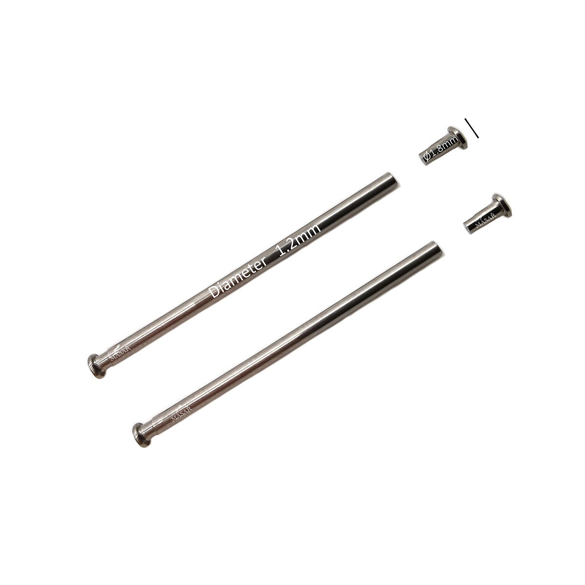 Rivet Bars - 10mm to 24mm Ø 1.2mm - Head H Ø 1.8mm - Watch Strap Fastener - 2 Pcs