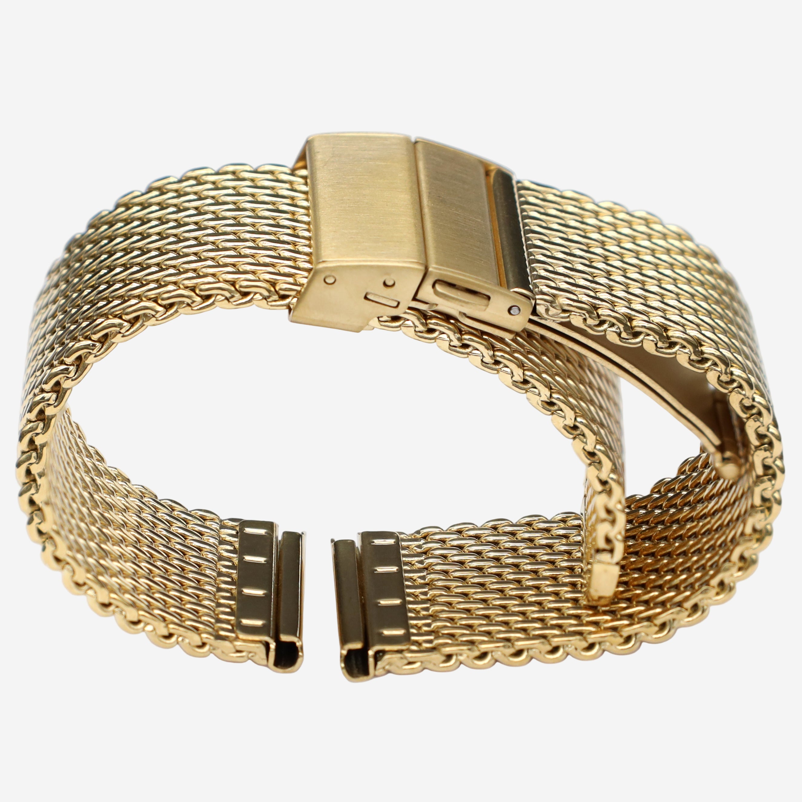 22mm BiG Mesh Ø 1mm Deployment Buckle - Men's Watch Strap Mesh, Milanese - Universal - Gold