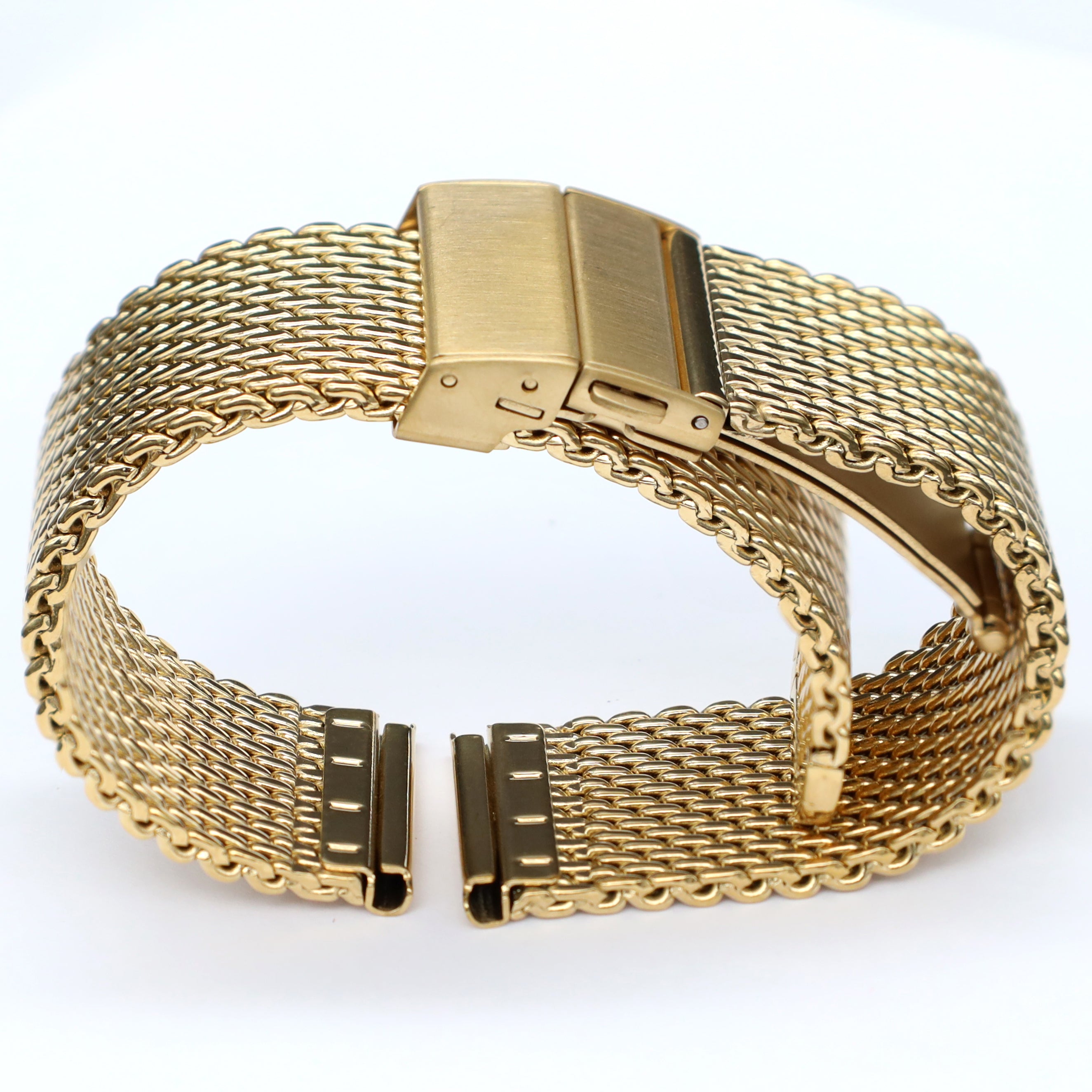 20mm BiG Mesh Ø 1mm Deployment Buckle - Men's Watch Strap Mesh, Milanese - Universal - Gold