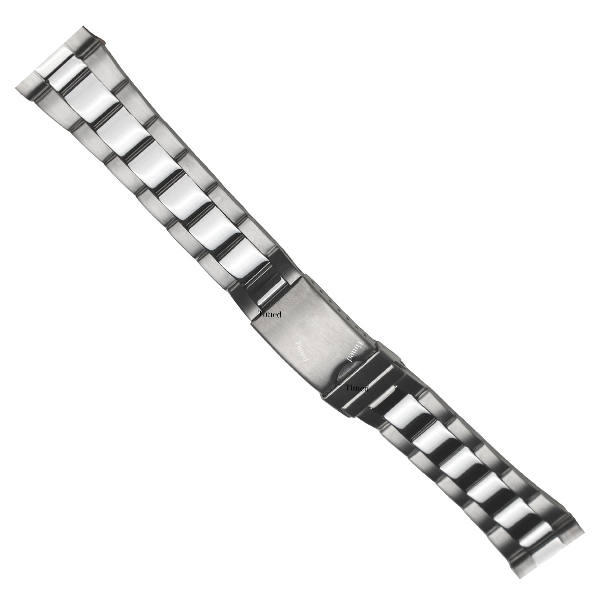 Mirror Polished Brushed Steel Watch Bracelet Compatible with Rolex Oyster - Straight Ends for Men