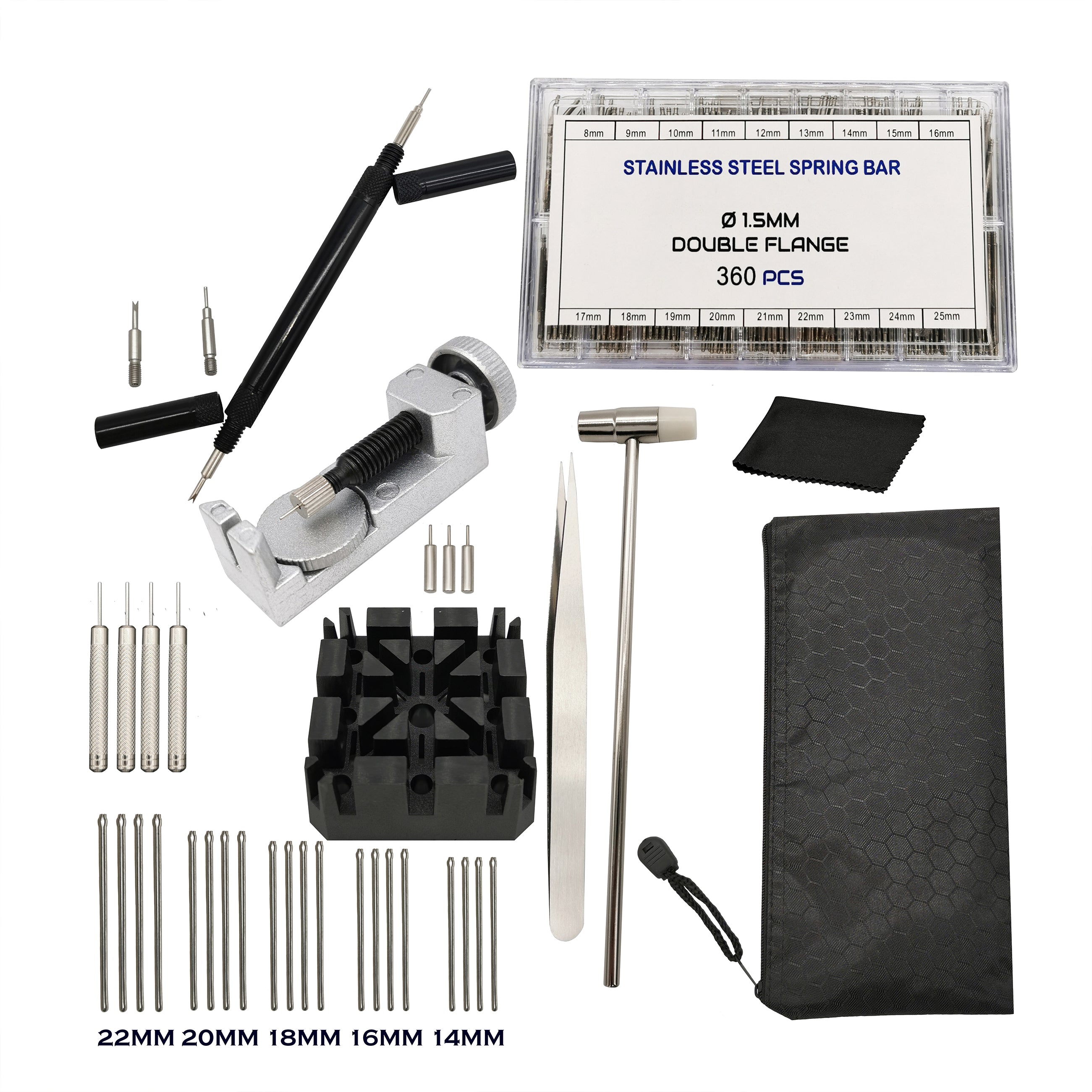 Kit - Reparaturwerkzeuge - Glieder - Uhrenarmbänder - 360 Stück Federstege und Splintstifte