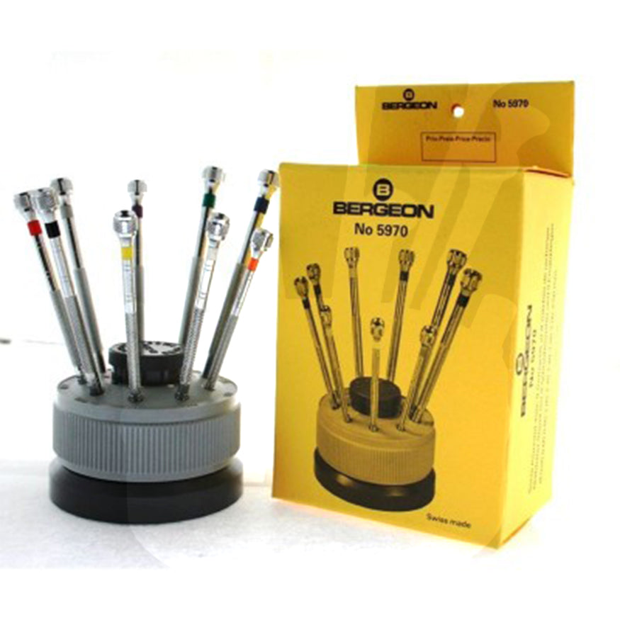 Bergeon 5970 Kit - Screwdriver with rotating holder - chrome-plated brass