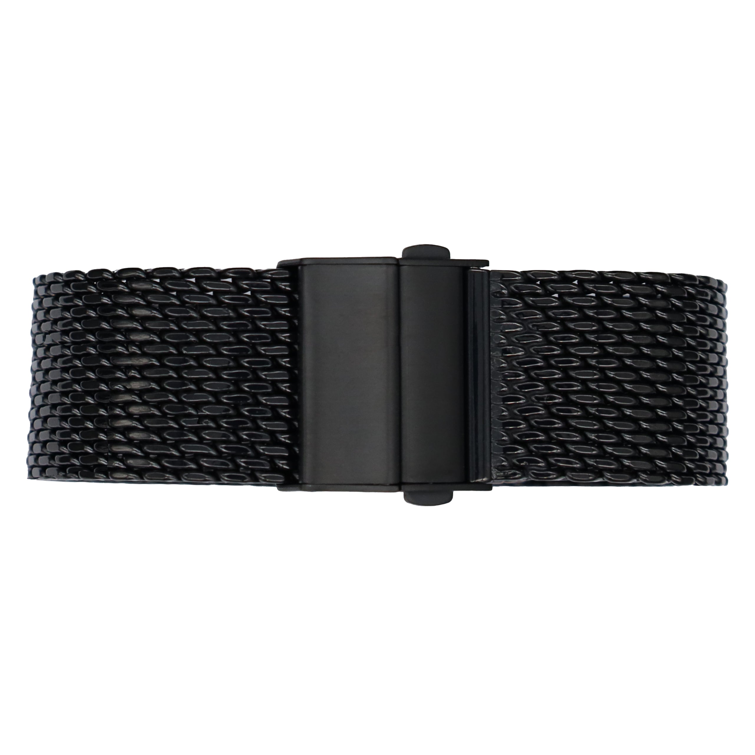 20mm BiG Mesh Ø 1mm Deployment Buckle - Men's Watch Strap Mesh, Milanese - Universal - Black / Black