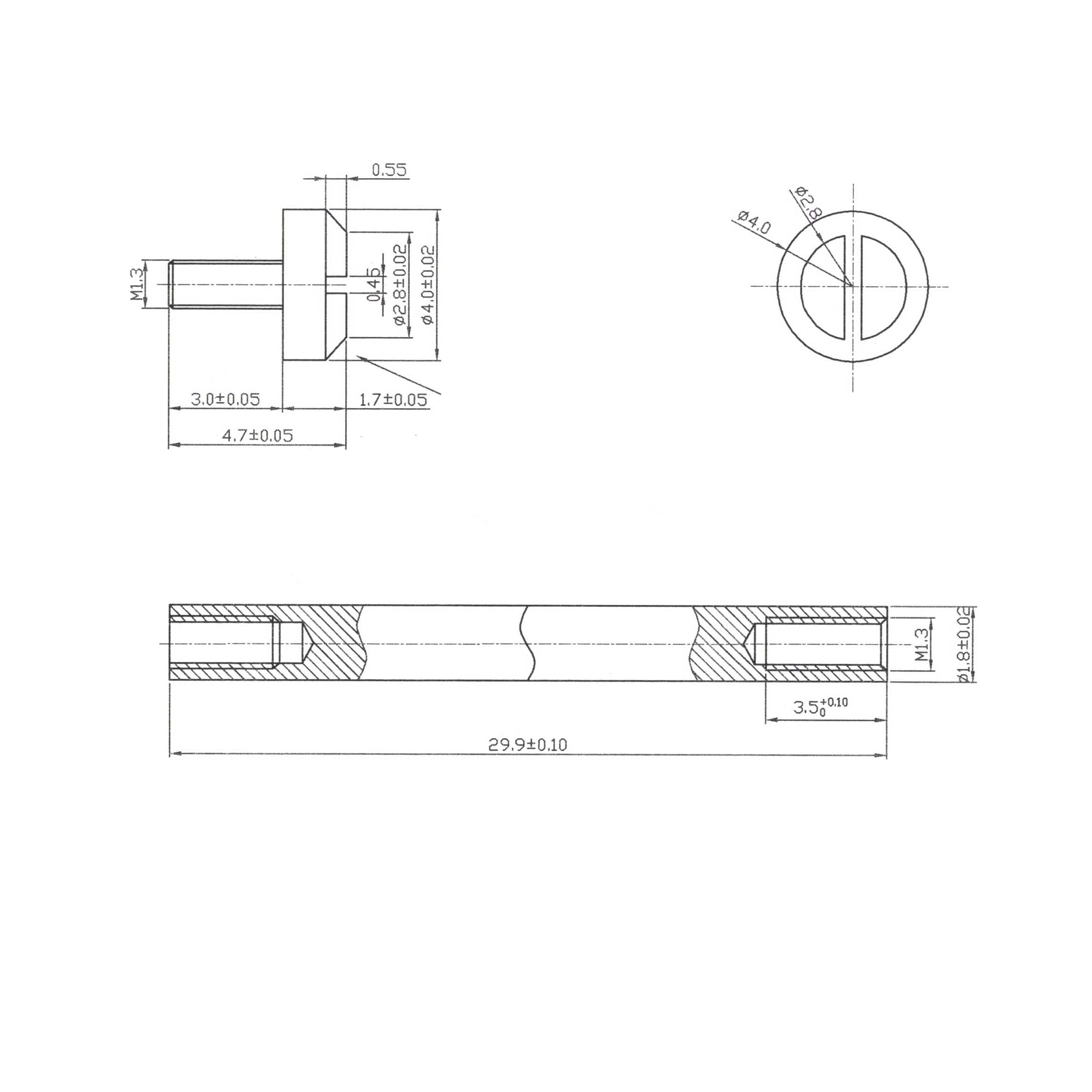 Screw - Compatible with Nixon 33mm 51-30 - Head H 4.0mm - Watch strap attachment - 316L stainless steel