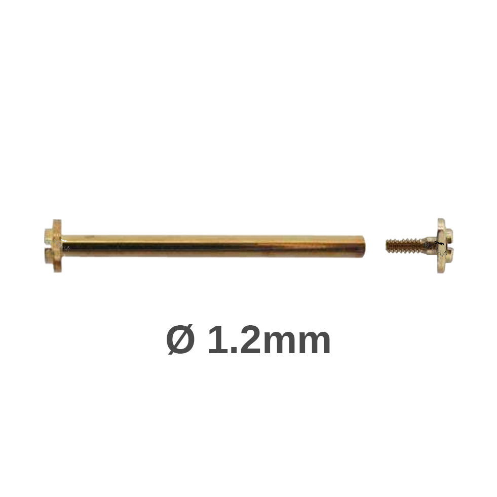 Screw Bars - 8mm to 28mm Ø 1.2mm - Head H Ø 2.5mm - Watch Strap Fastener - Gold - 2 Pcs