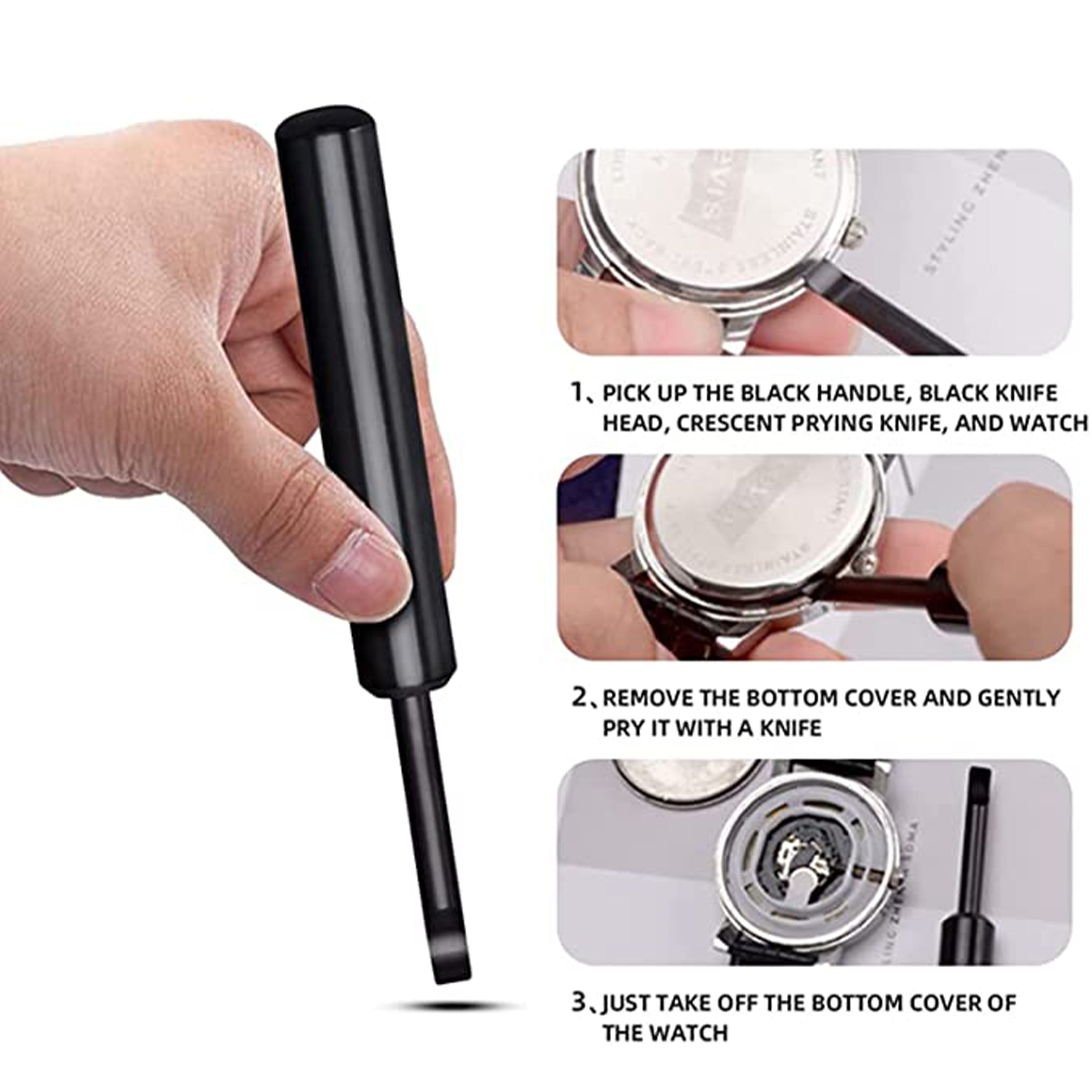 Watch Case Back Opener Tool with Pry Blade - Practical Watch Battery Changing Tool