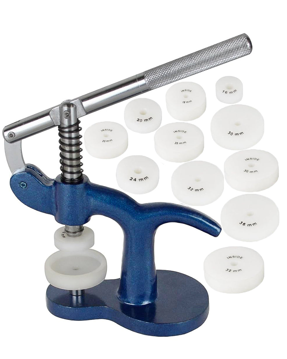 Uhrglas-Montagepresse - 14 Nylonmatrizen - 18 mm bis 36 mm 