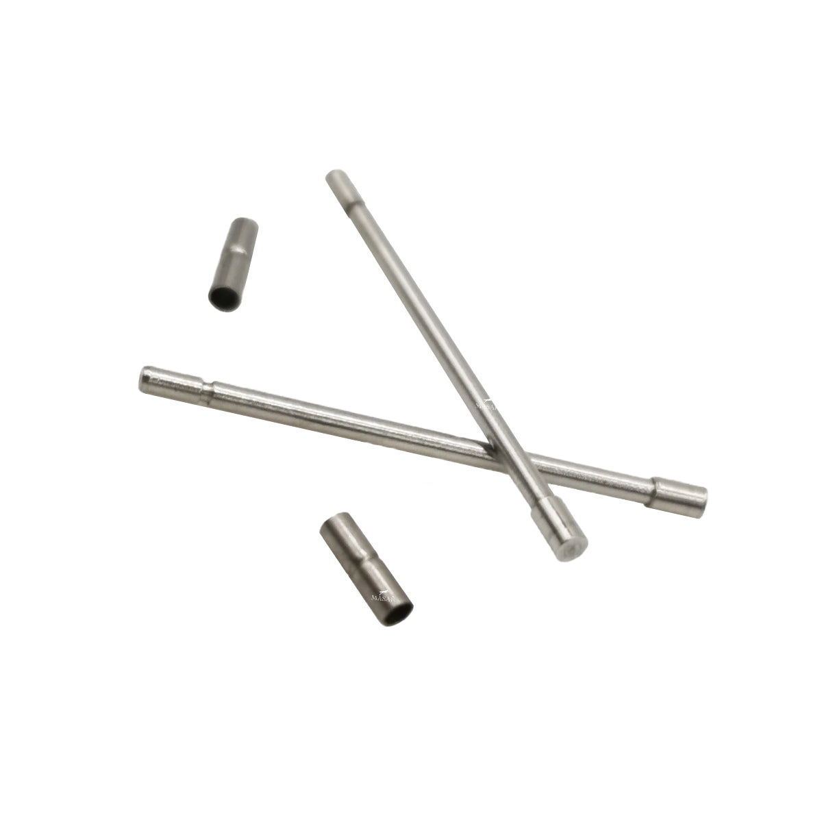 Pin Ø 0.90mm and Fixed Head Ø 1.22mm (Small Tube Ø 1.20mm) - Clamping pins - notched - for watch strap - Stainless steel - 2 Pcs