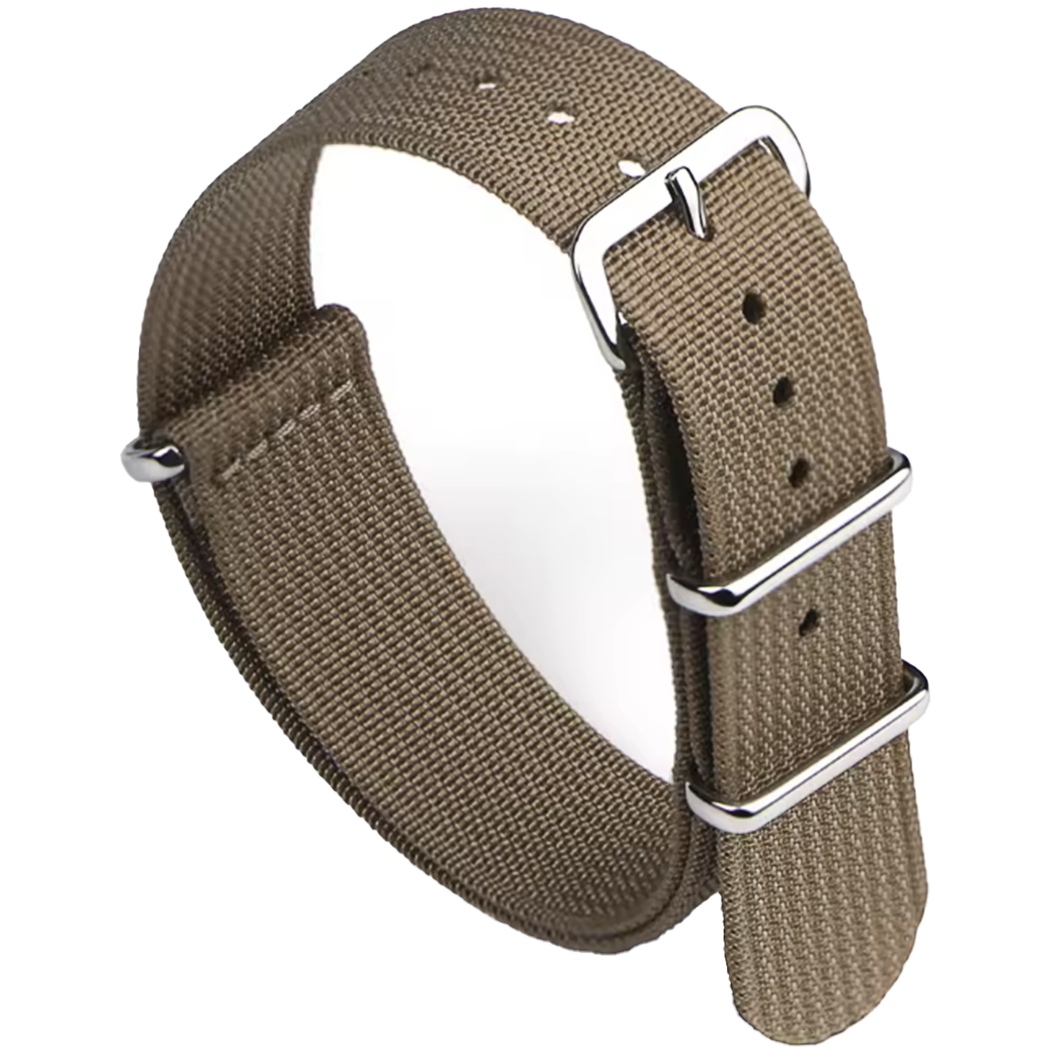 Nato-Armband Braun Hellbraun G10 Hybridgewebe Nylon &amp; Silikon - 18mm 20mm 22mm