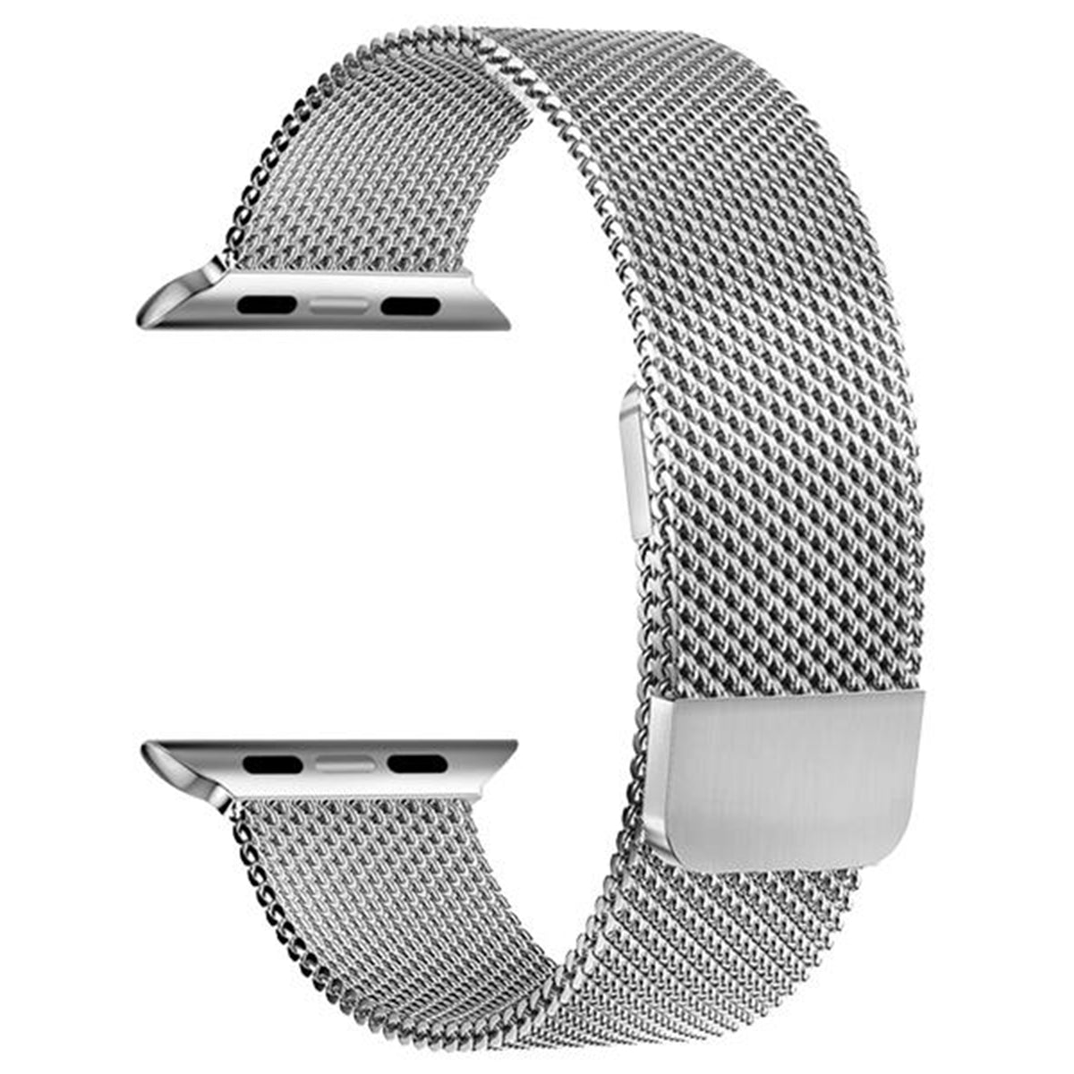 Silver Milanese Watch Band Compatible with Apple Watch - Double Magnetic