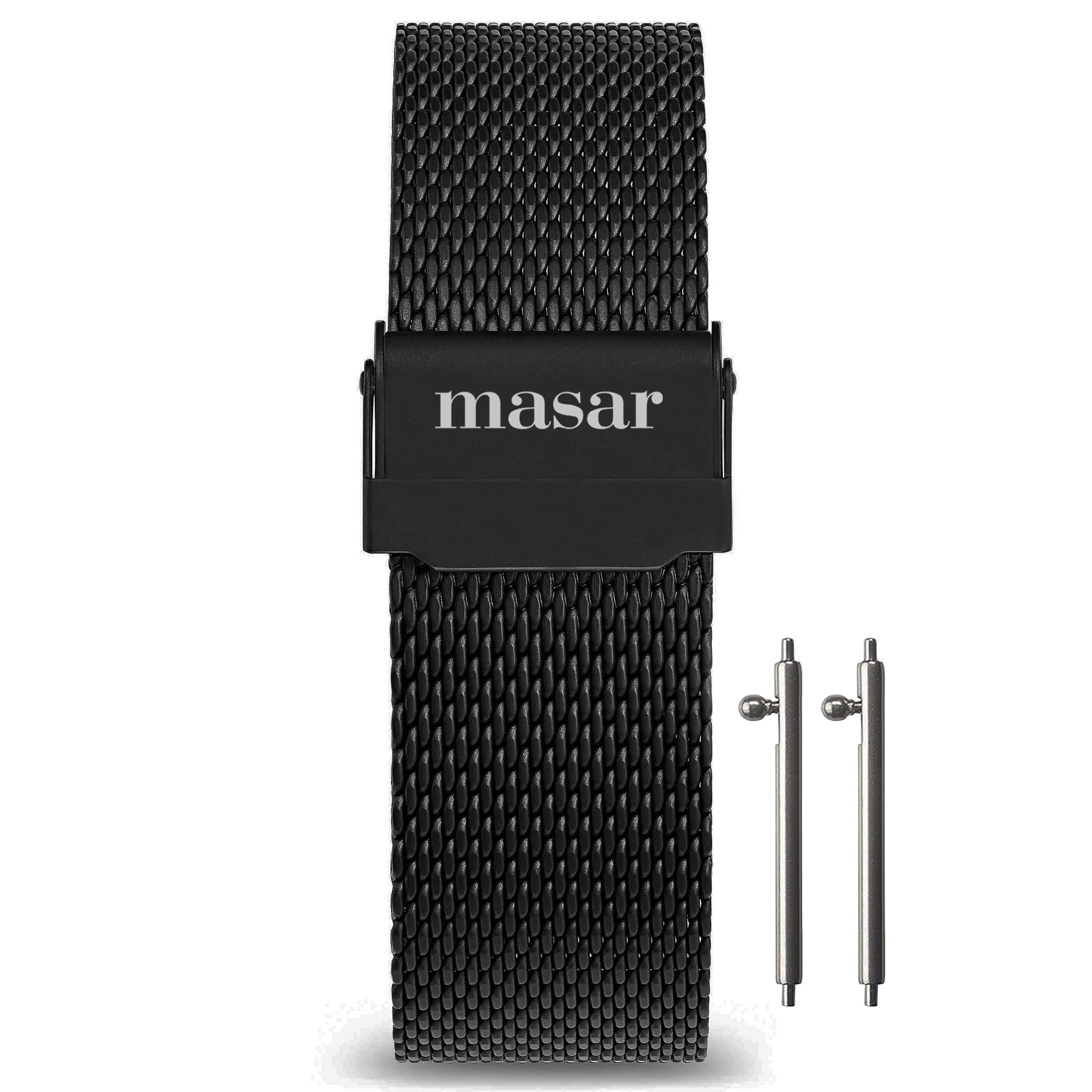24 mm Premium Milanese Mesh Uhrenarmband mit Schnellverschluss – Schwarz Schwarzes Mesh Ø 0,6 mm Universal
