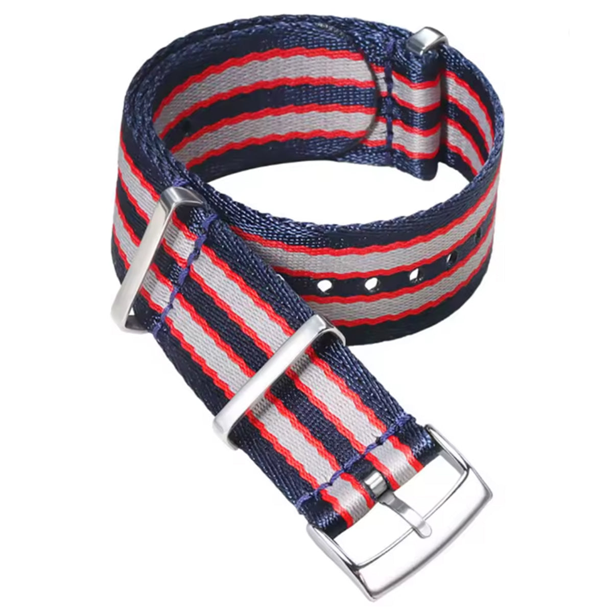 20mm James Bond Nato Strap Blue Red White - Braided Nylon