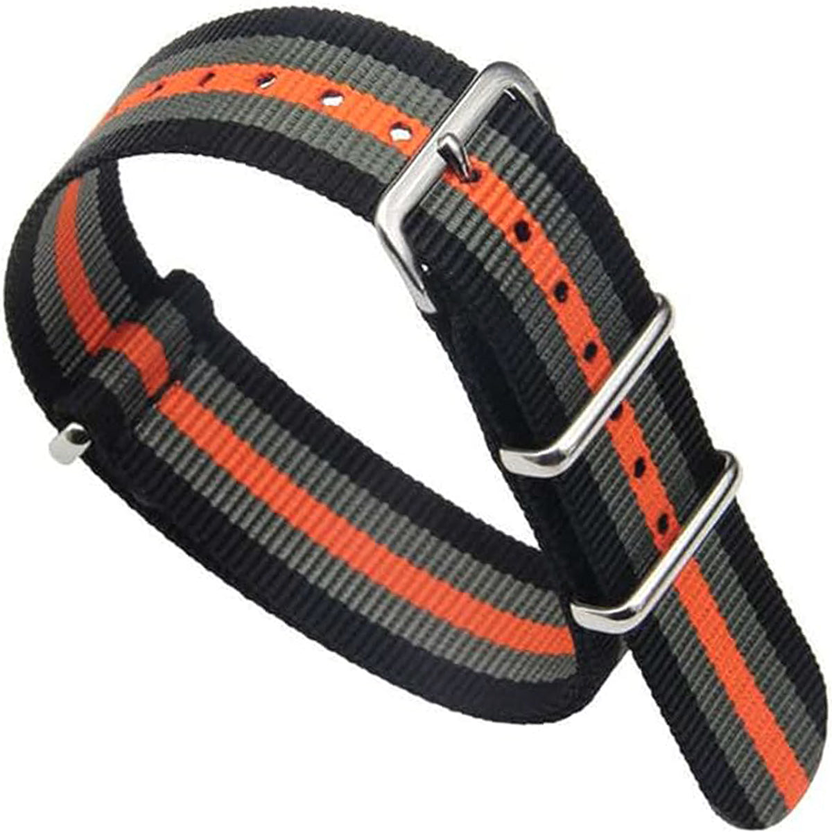 NATO Nylon Schwarz / Grau / Orange / - Uhrenarmband