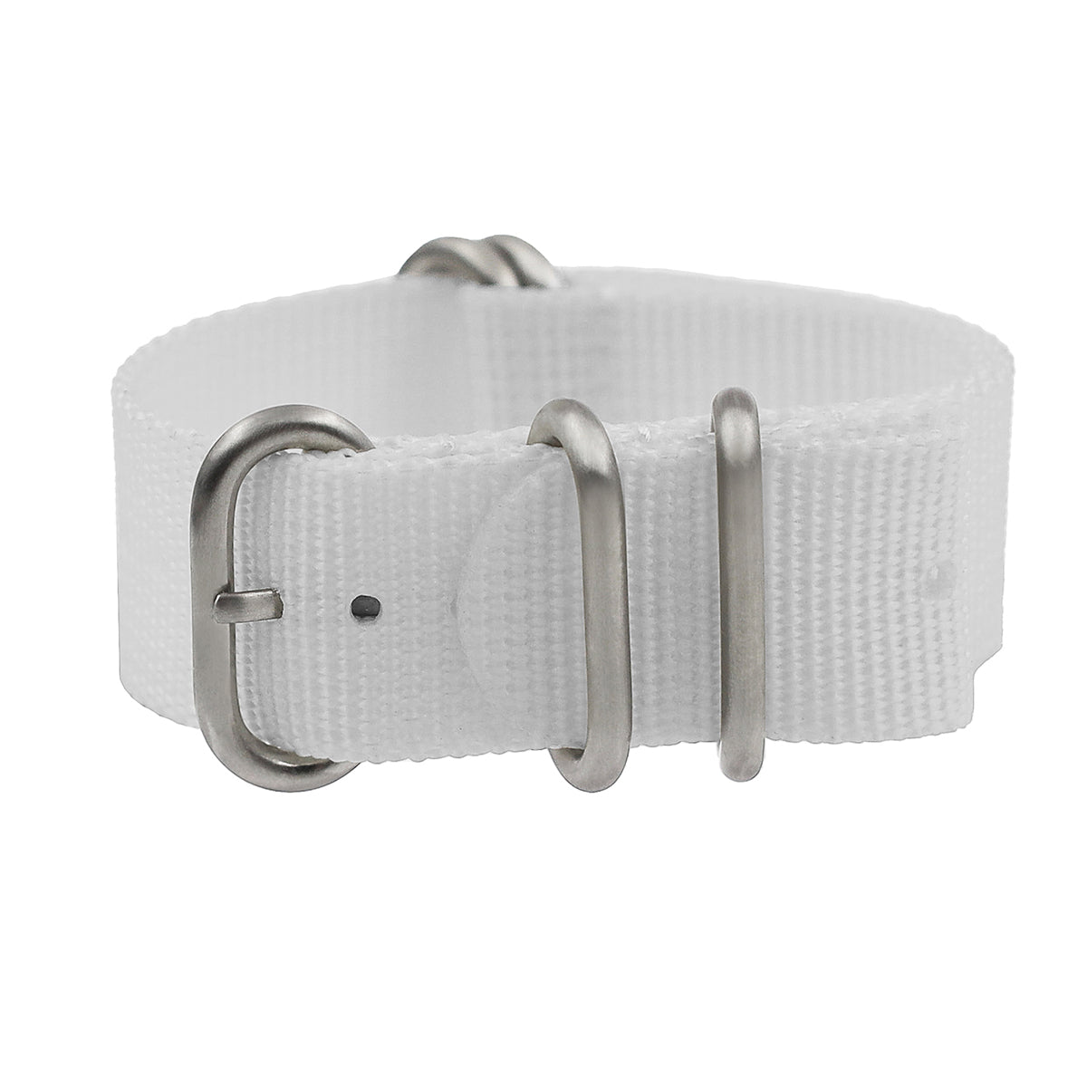 ZULU 22mm Nylon Nato Strap - White / Satin Buckle - Men - 2mm Thick Stiff Strap