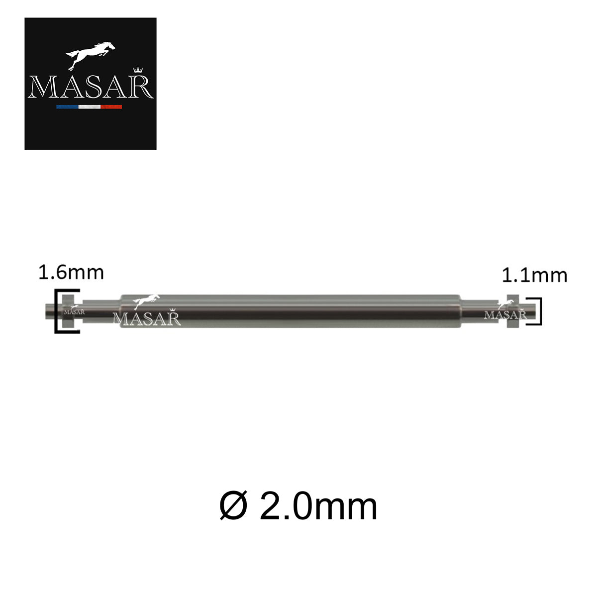 18mm to 24mm XFP Ø 2.0mm - Spring bars for watch strap - Diving - 316L stainless steel - 1.1mm - 2 pcs