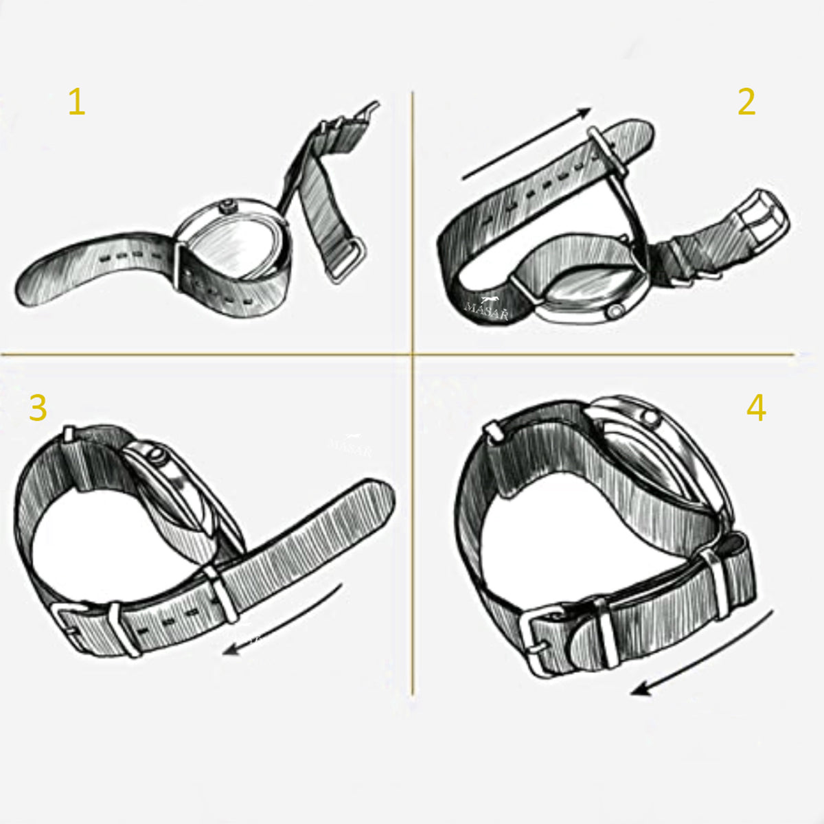 Nato-Nylonarmband in Schwarz und Khaki