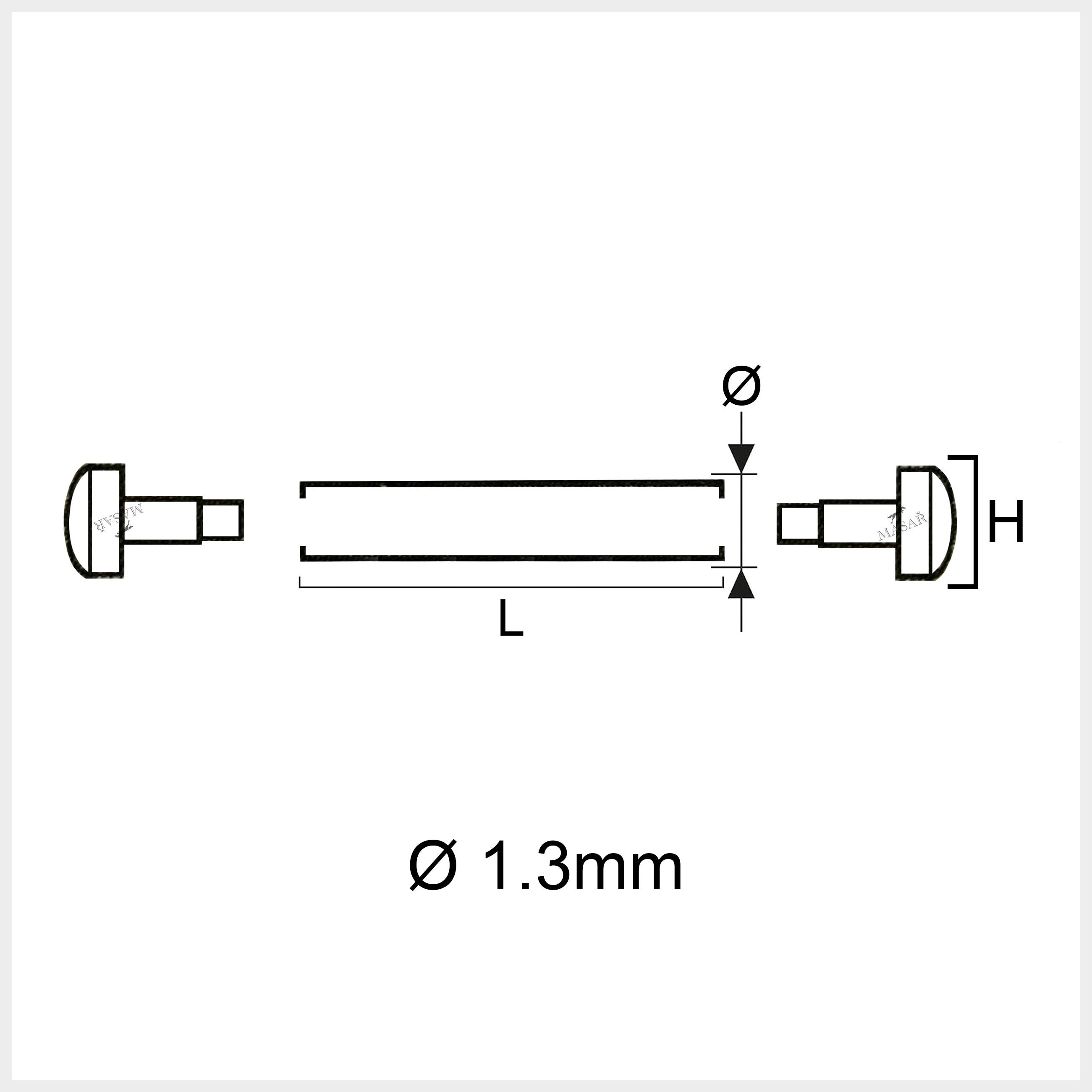 Rivet Bars - 10mm to 28mm Ø 1.3mm - Head H Ø 3.5mm - Watch Strap Fastener - 2 Pcs
